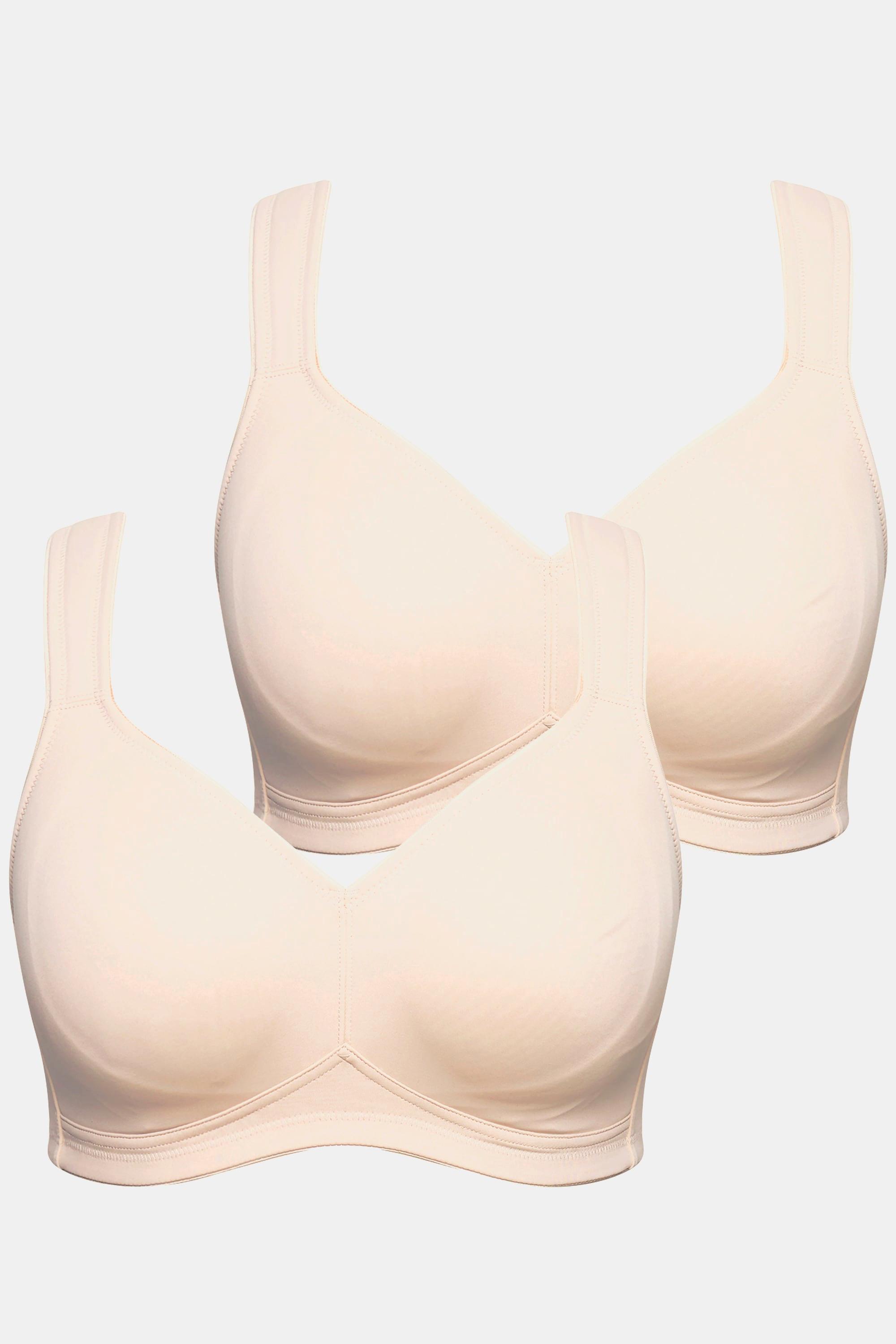 Ulla Popken Mikrofaser-BH, 2er-Pack, ohne Bügel, vorgeformte Cups