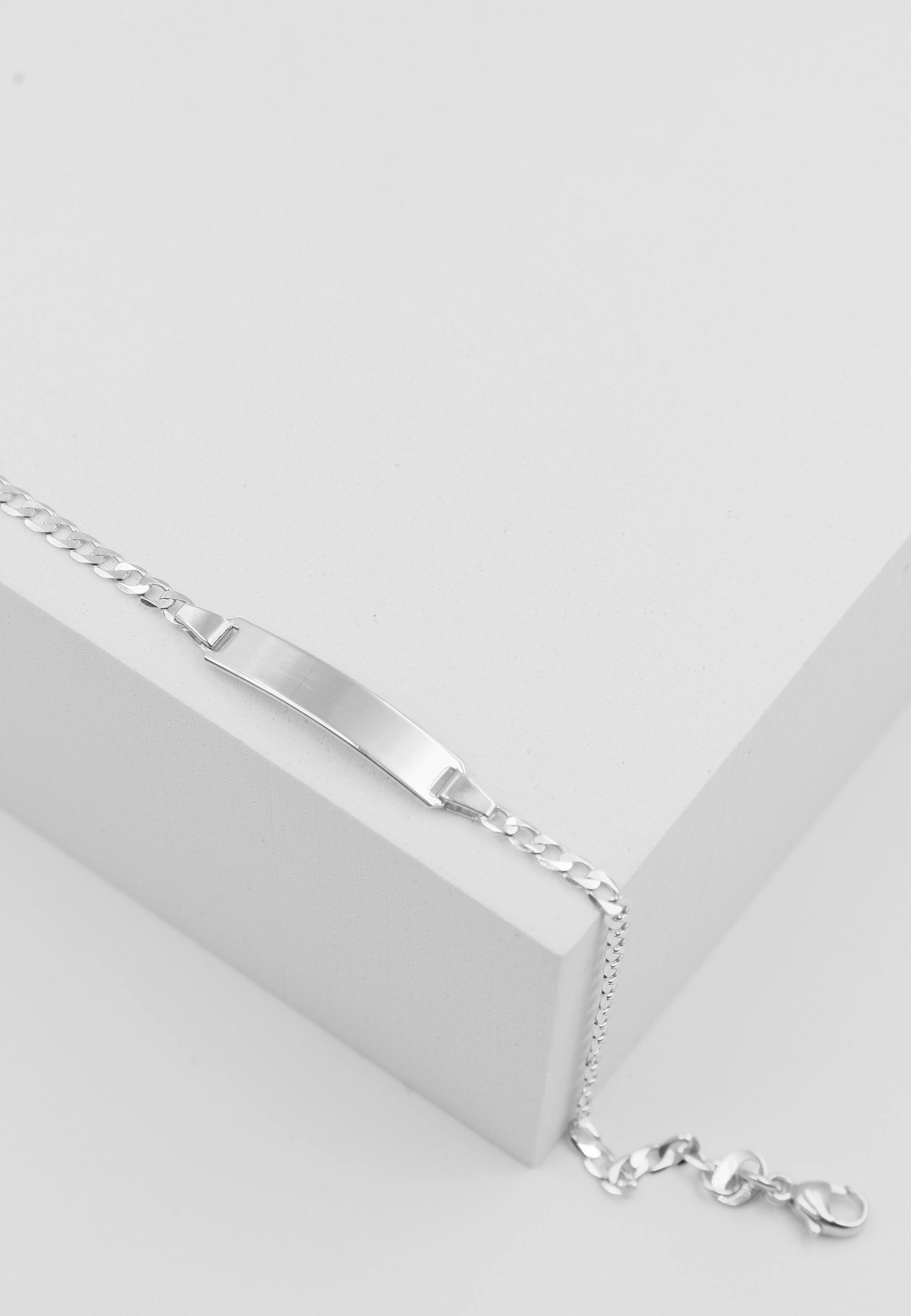 MUAU Schmuck Bébé Bracelet Panzer Weissgold 750, 18cm, Gravurplatte 2.4cm