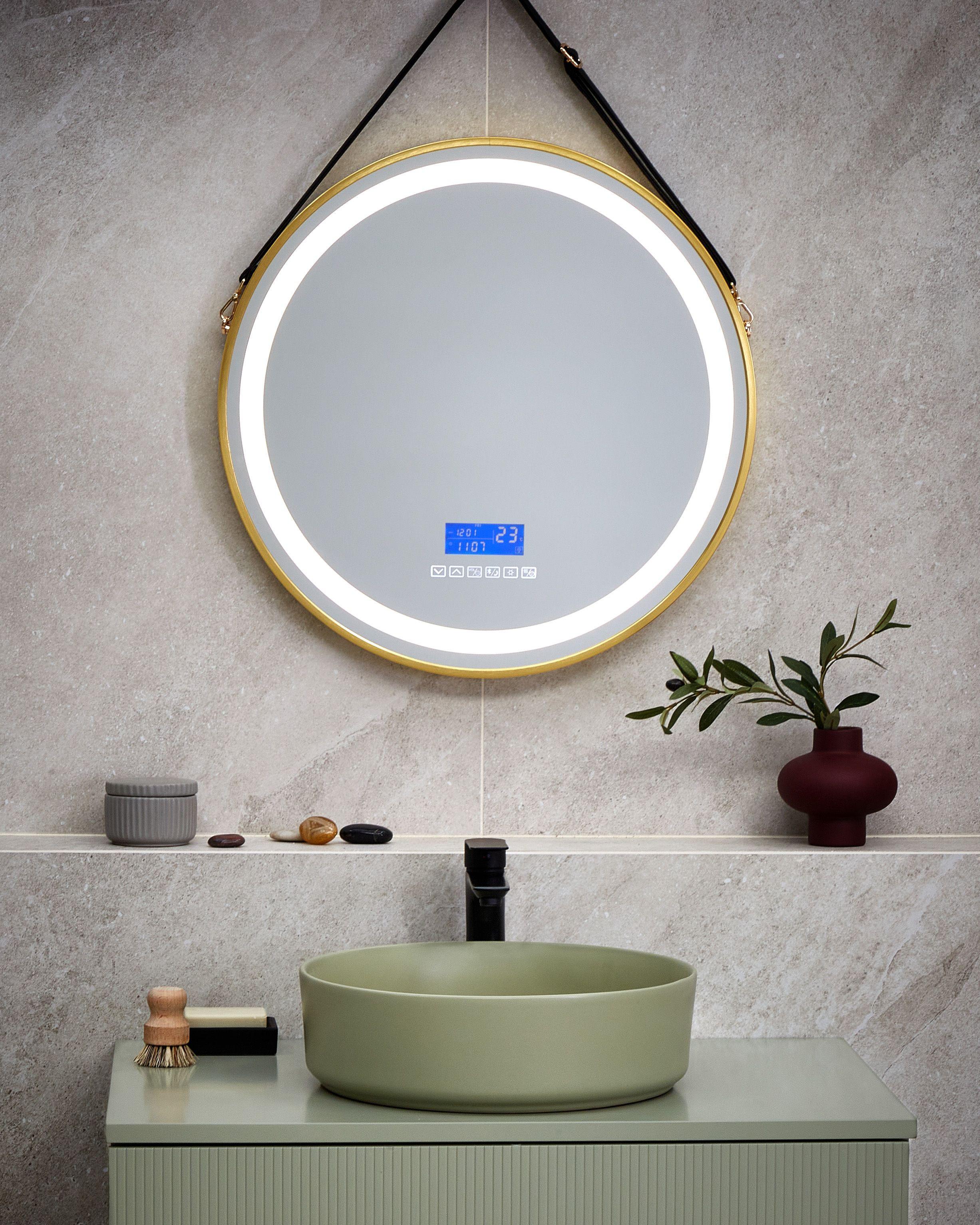 Beliani LED-Badezimmer-Spiegel aus Kunststoff Industriell DAROIS