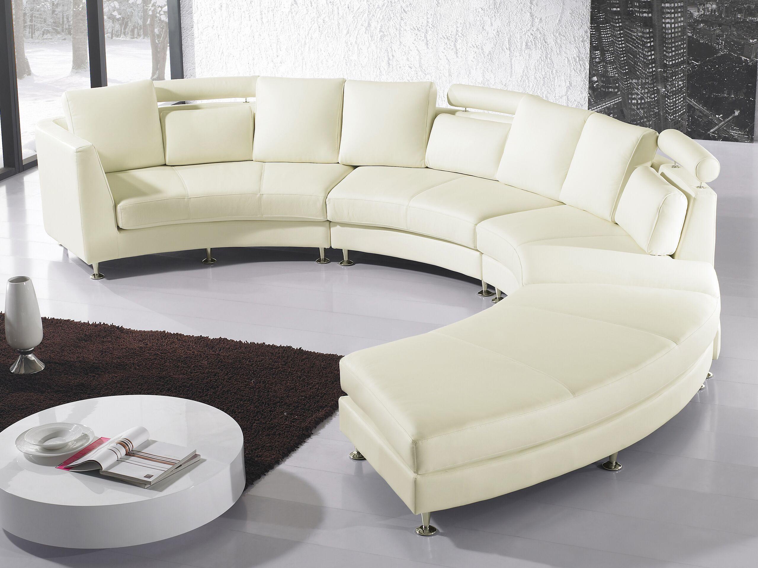 Beliani Halbrundes Sofa aus Echtleder Industriell ROTUNDE
