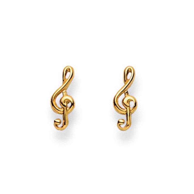 MUAU Schmuck Ohrstecker Notenschlüssel Gelbgold 750, 10x4mm
