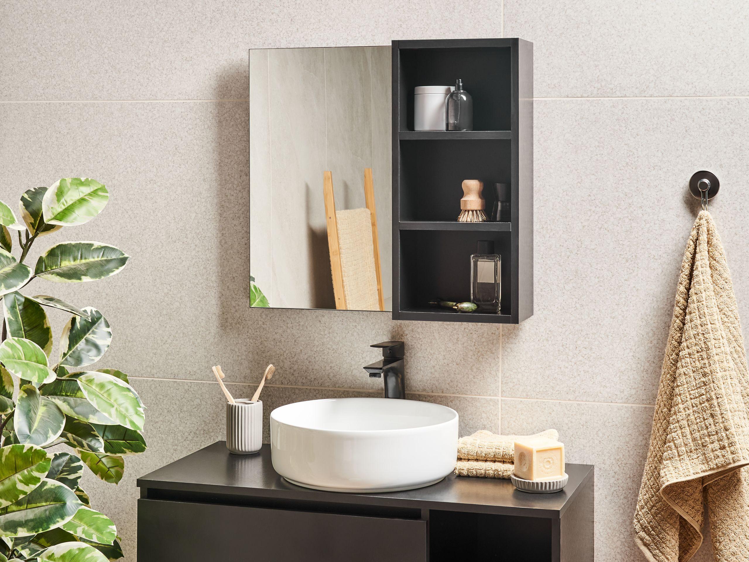 Beliani Bad-Spiegelschrank aus Faserplatte Modern JOINVILLE