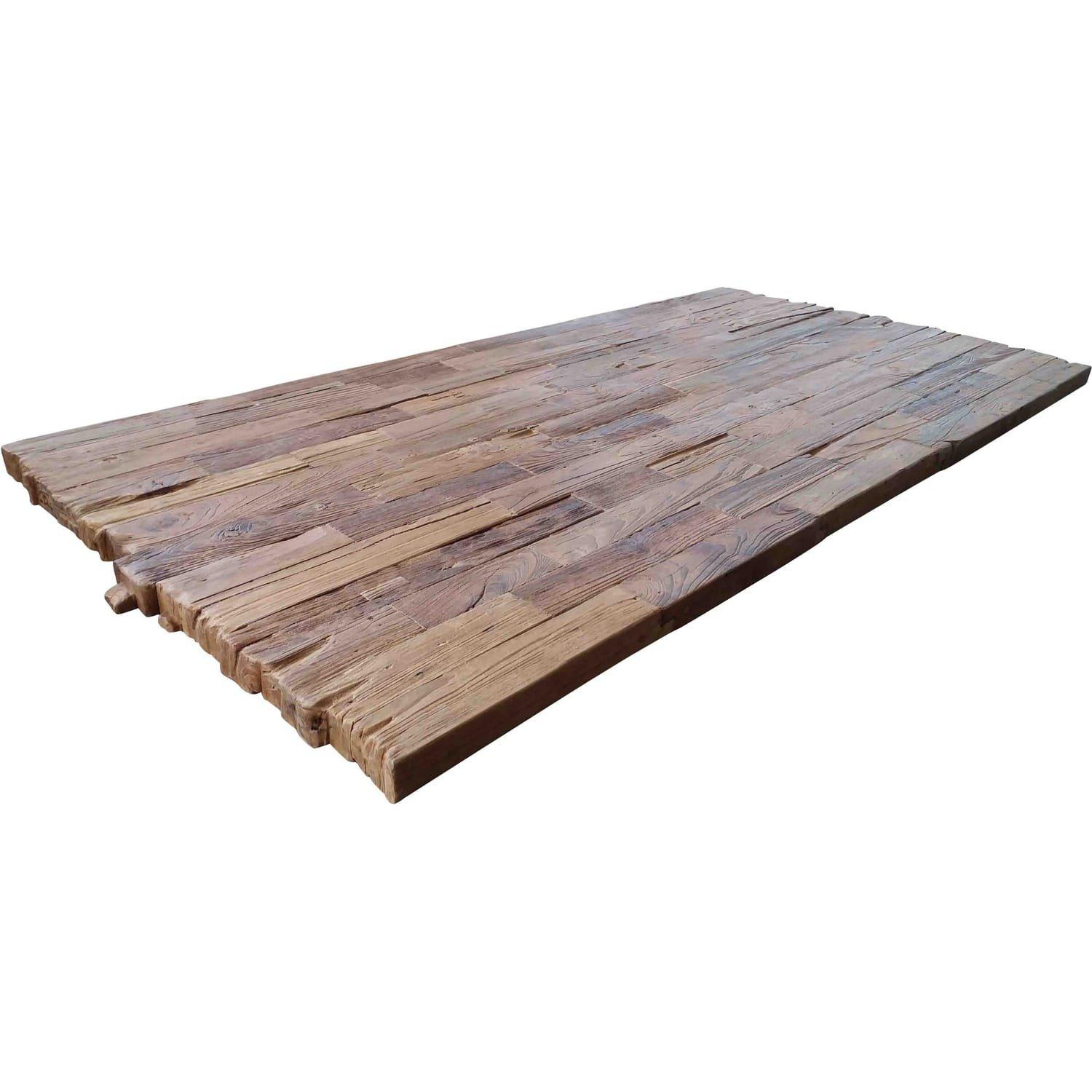 mutoni Massivholztisch 240x100 - recyceltes Teak natur - Metall antiksilber