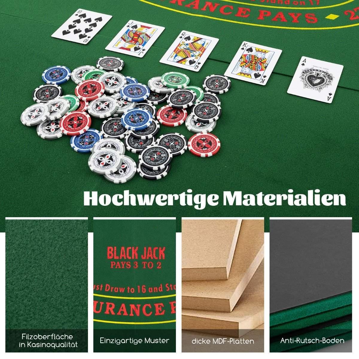 Northio Pokermatte Texas Holdem Pokertisch-Auflage faltbar für 8 Spieler mit Getränkehaltern Grün