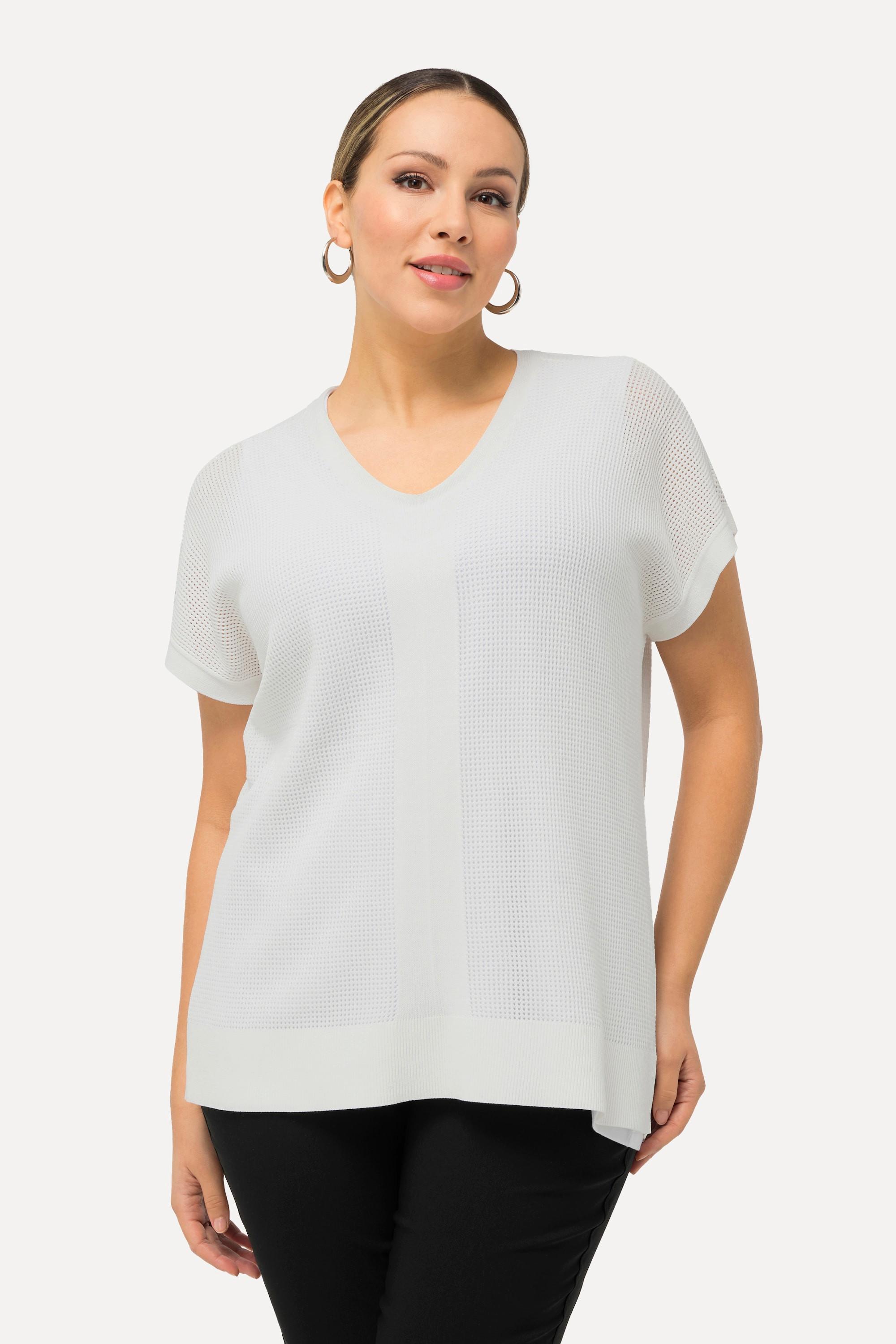 Ulla Popken Pullover, Struktur, Oversized, V-Ausschnitt, ärmellos