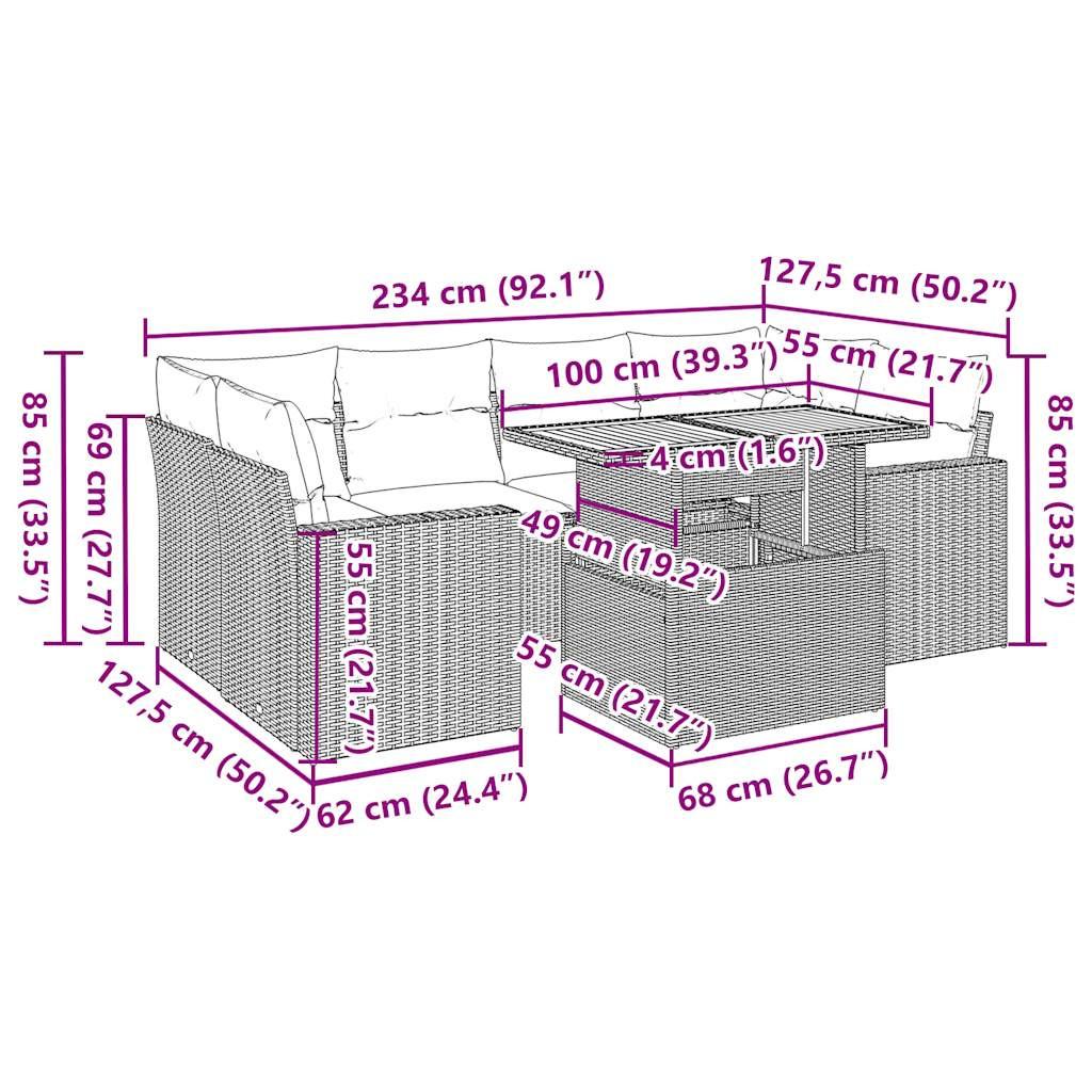 VidaXL Garten sofagarnitur poly-rattan