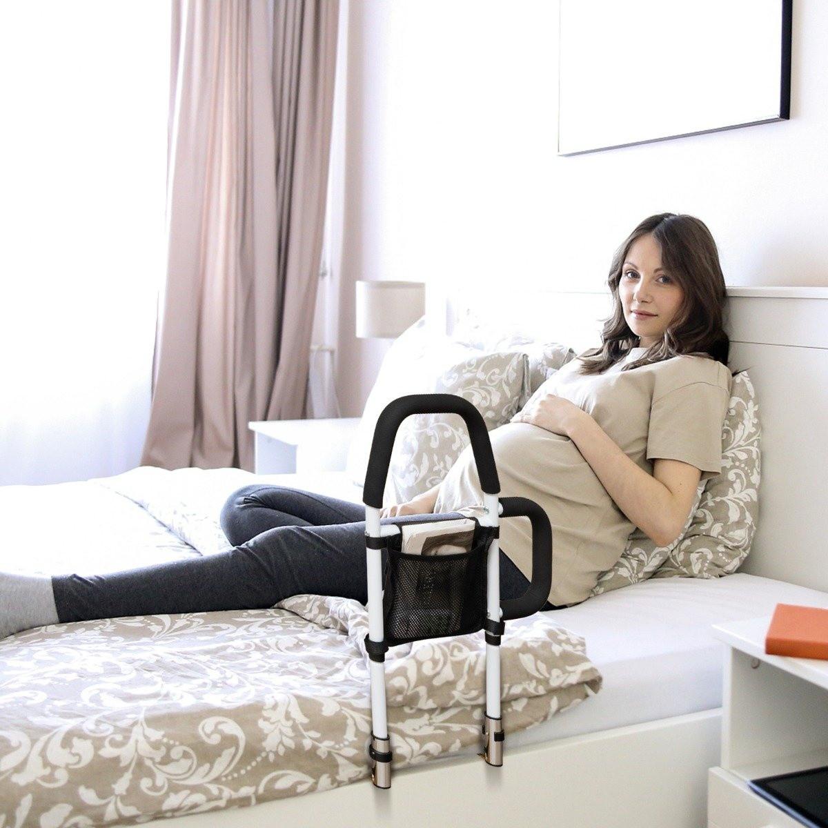 Northix Erwachsene Bettgitter Rausfallschutz mit 2 Handlauf & Tasche & Befestigungsgurt bis 136 kg