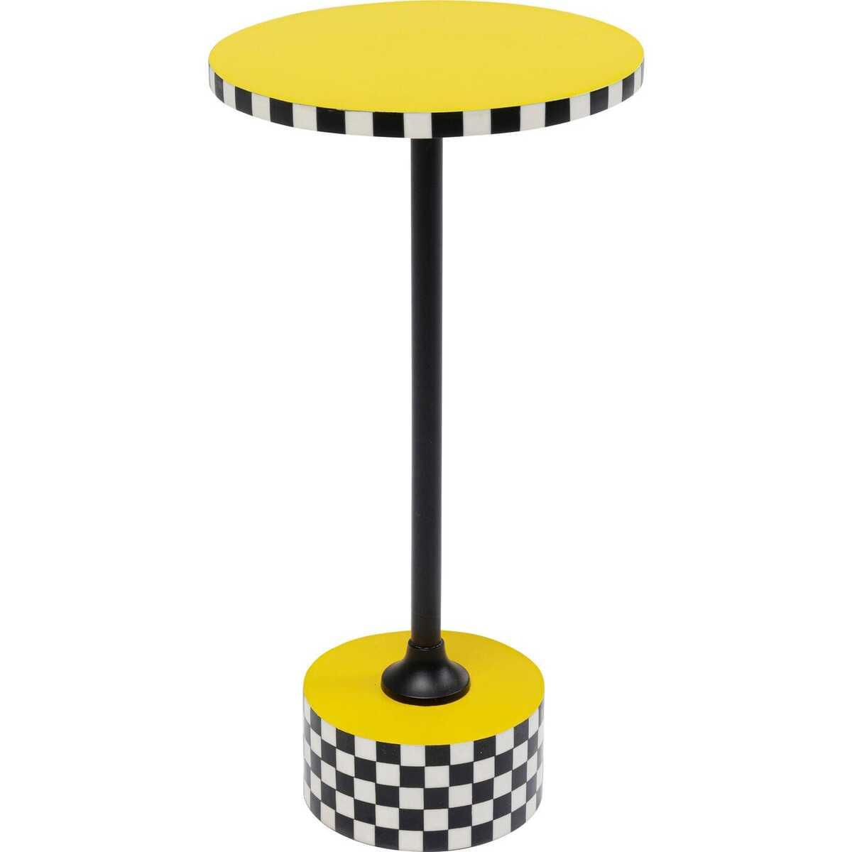KARE Design Beistelltisch Domero Checkers gelb rund 25