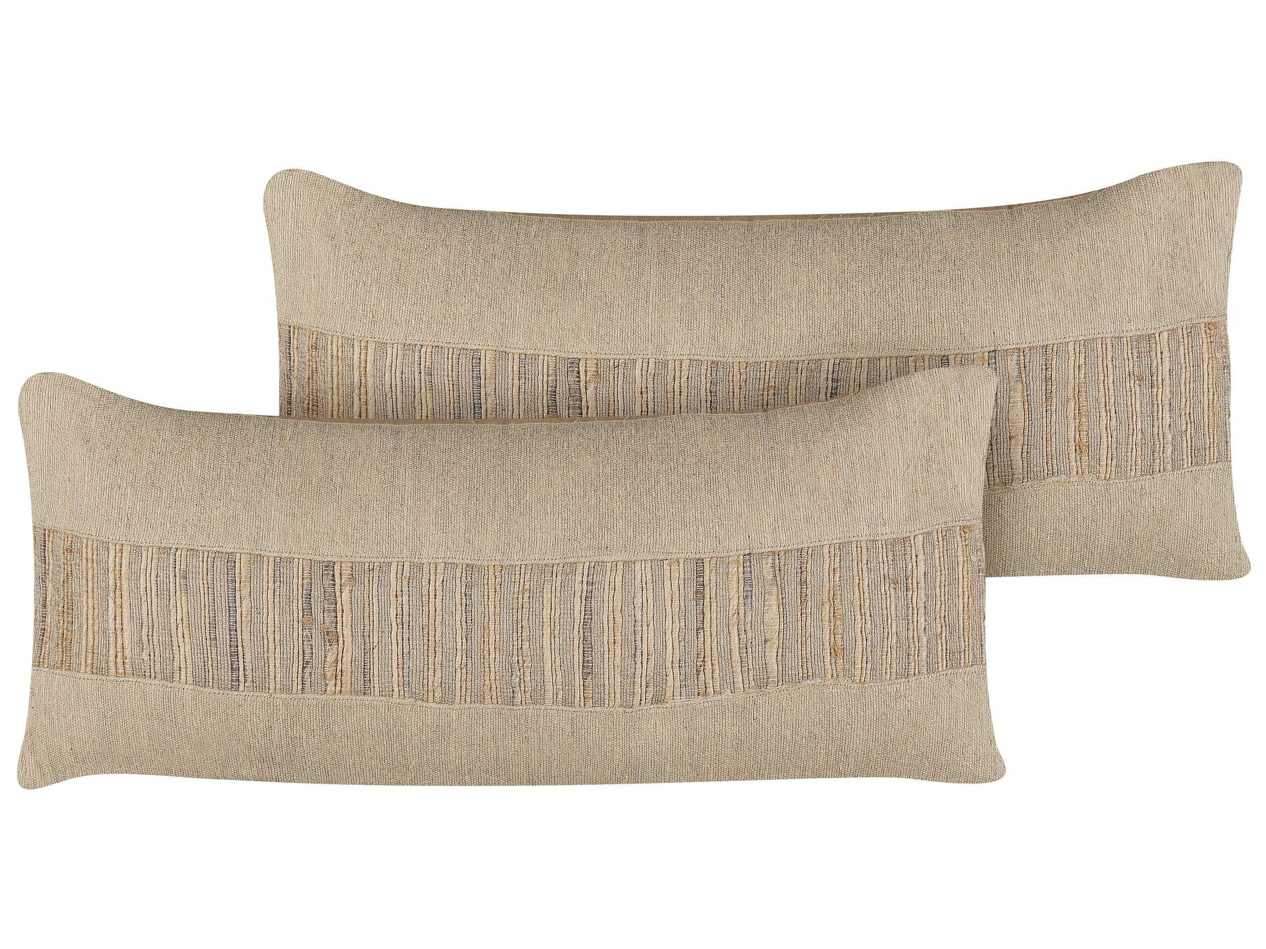 Beliani Dekokissen 2er Set aus Jute Boho LUINA