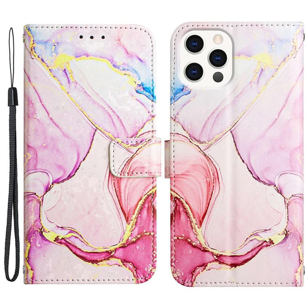 Cover-Discount iPhone 14 Pro Max - Leder Hülle Pink Marble