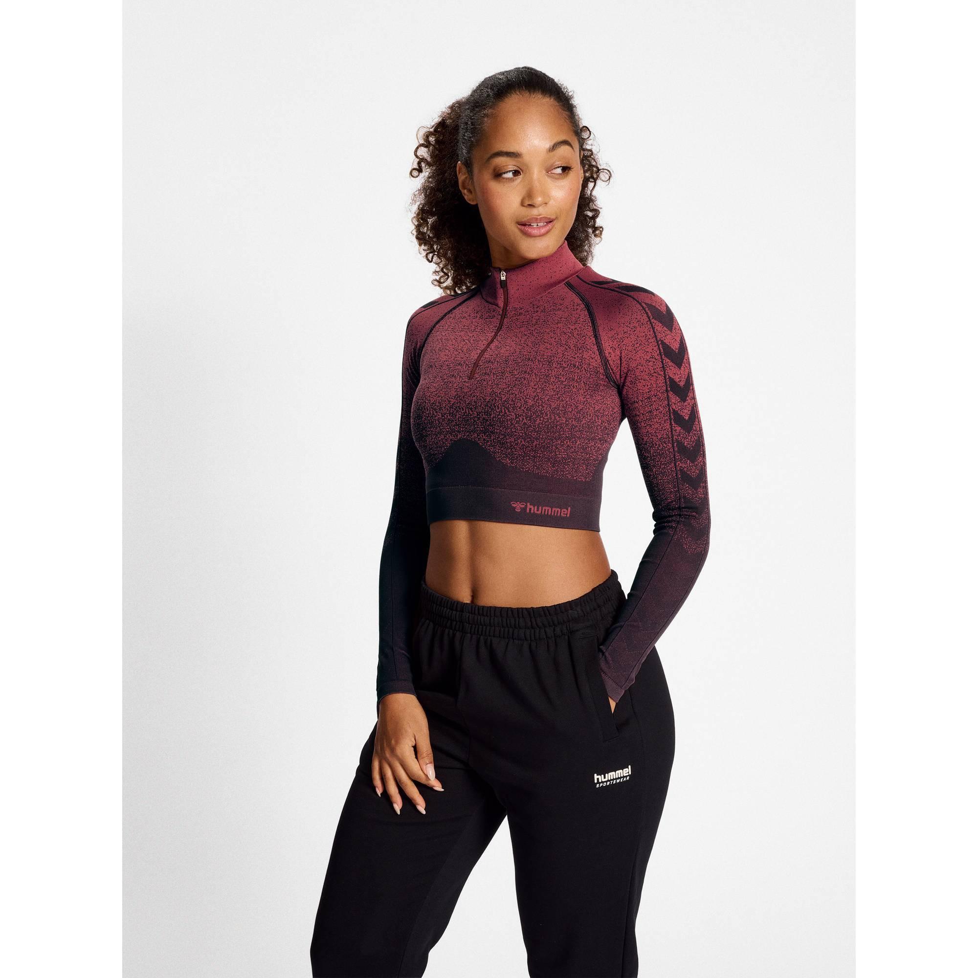 Hummel langarmtrikot mit 1/2 nahtlosem reißverschluss, damen fade