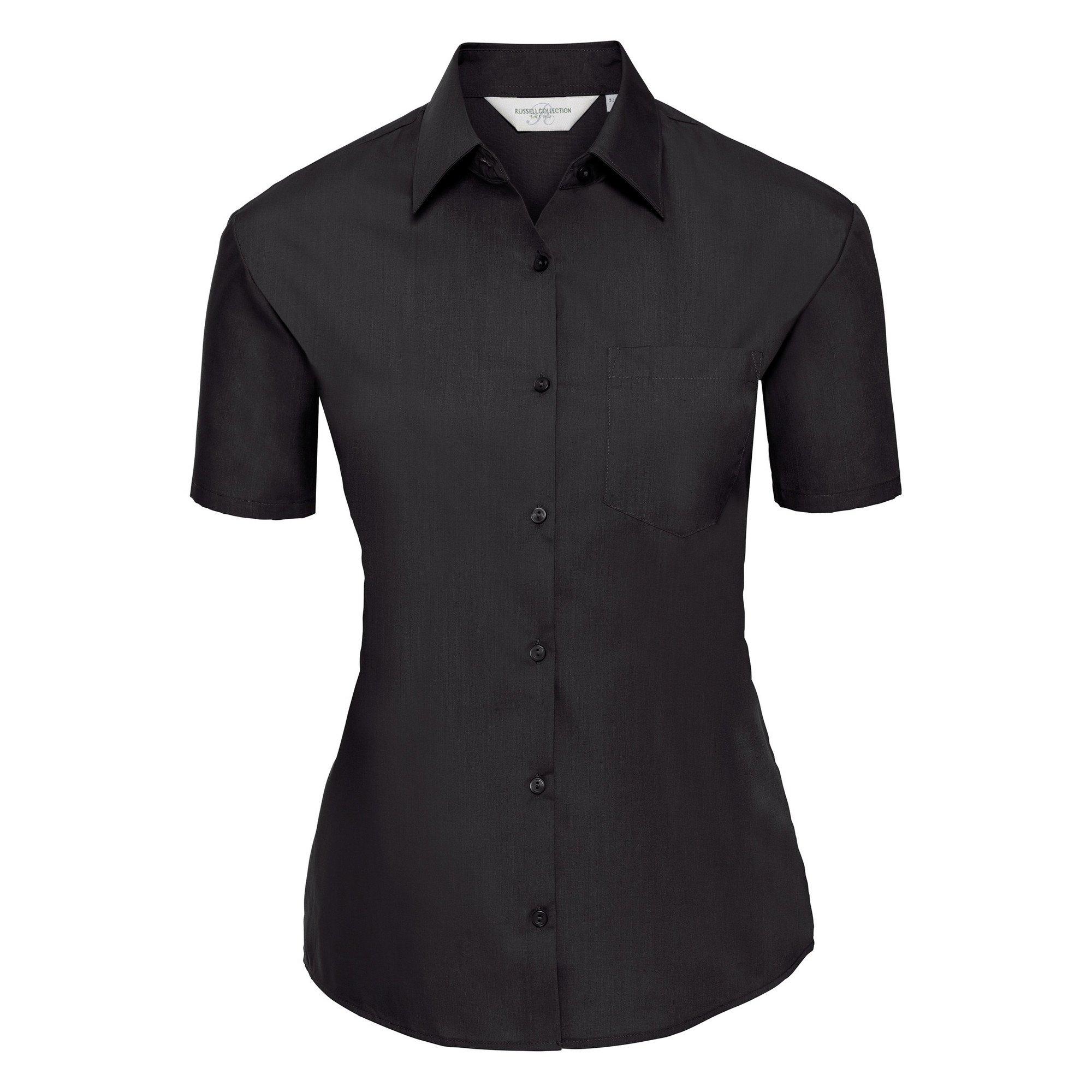 Russell Collection Poplin Kurzarm Pflegeleichte Bluse