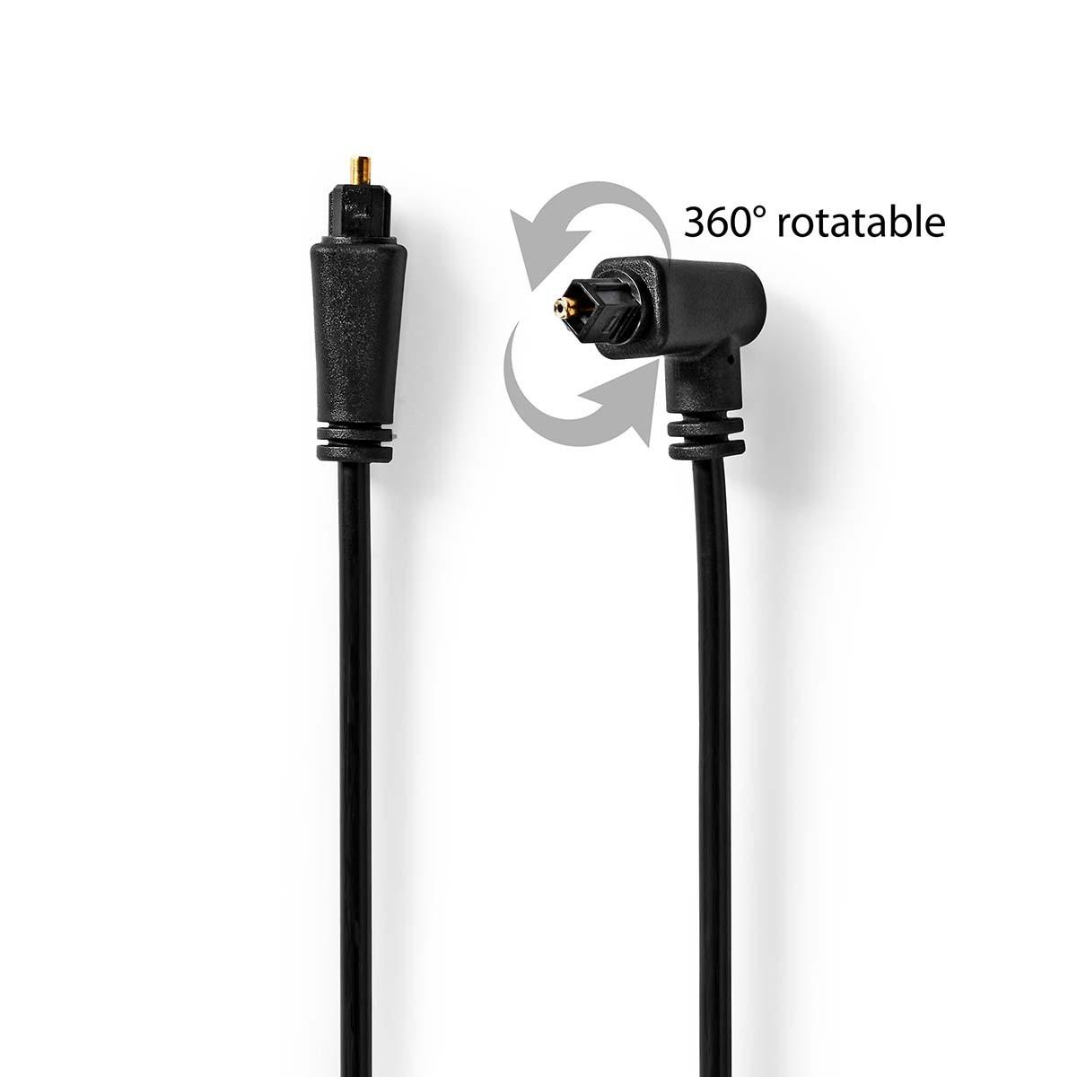 Nedis Optisches Audiokabel | TosLink Stecker | TosLink Stecker | Drehbar | 2,00 m | Rund | PVC | Schwarz | Umschlag