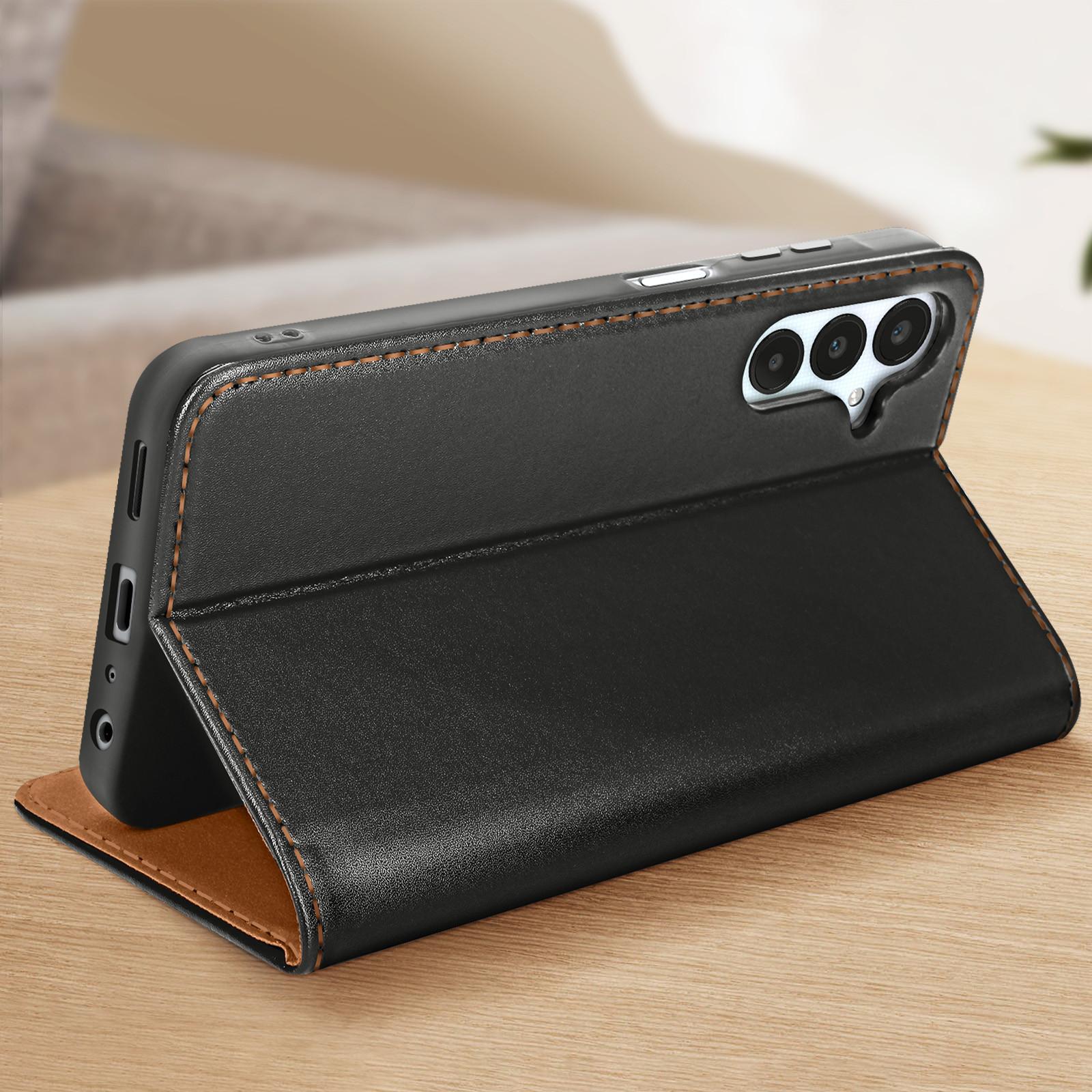 Avizar Samsung Galaxy A25 5G Lederhülle Schwarz