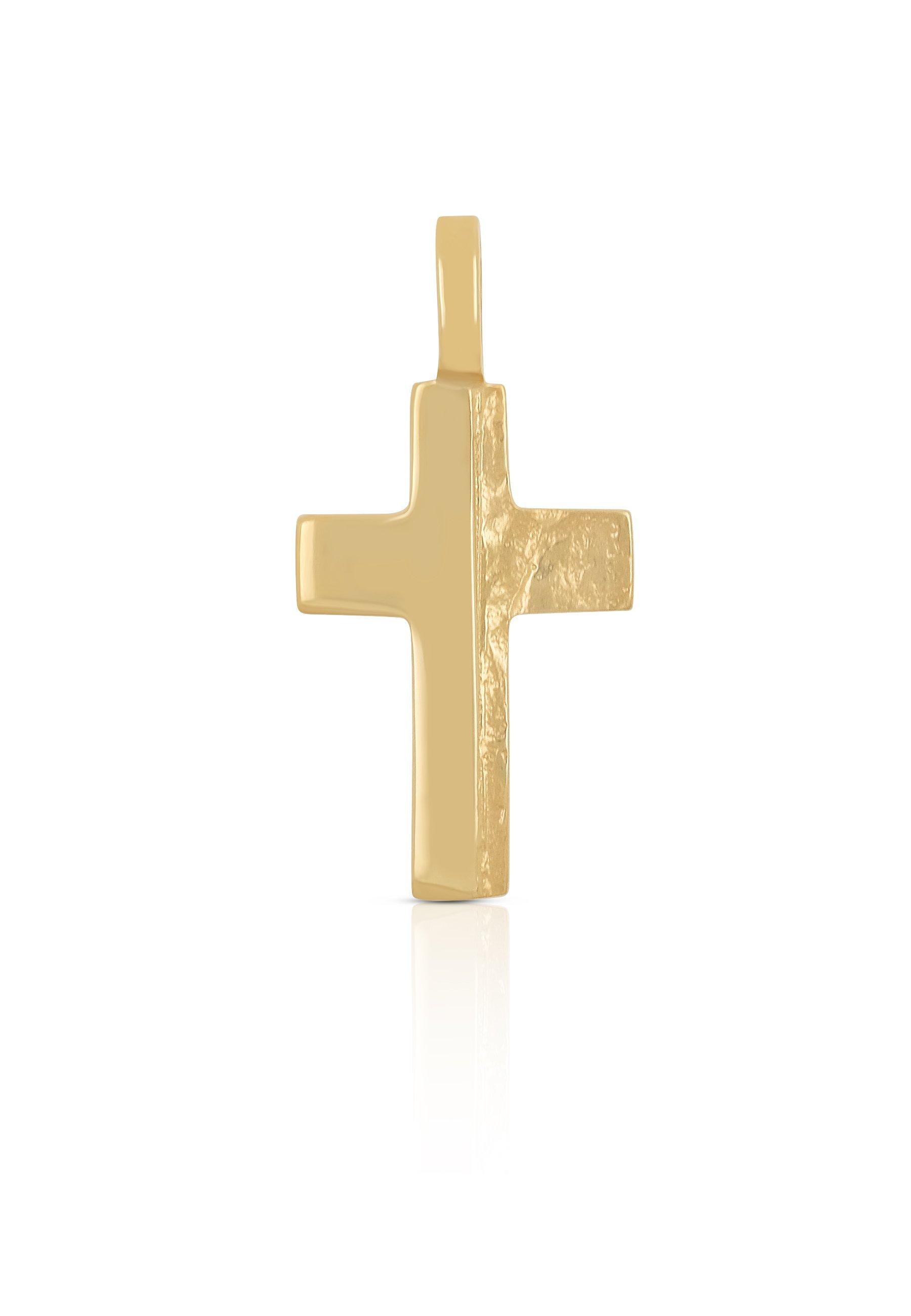 MUAU Schmuck Anhänger Kreuz Gelbgold 750/18K strukturiert, 23x12mm