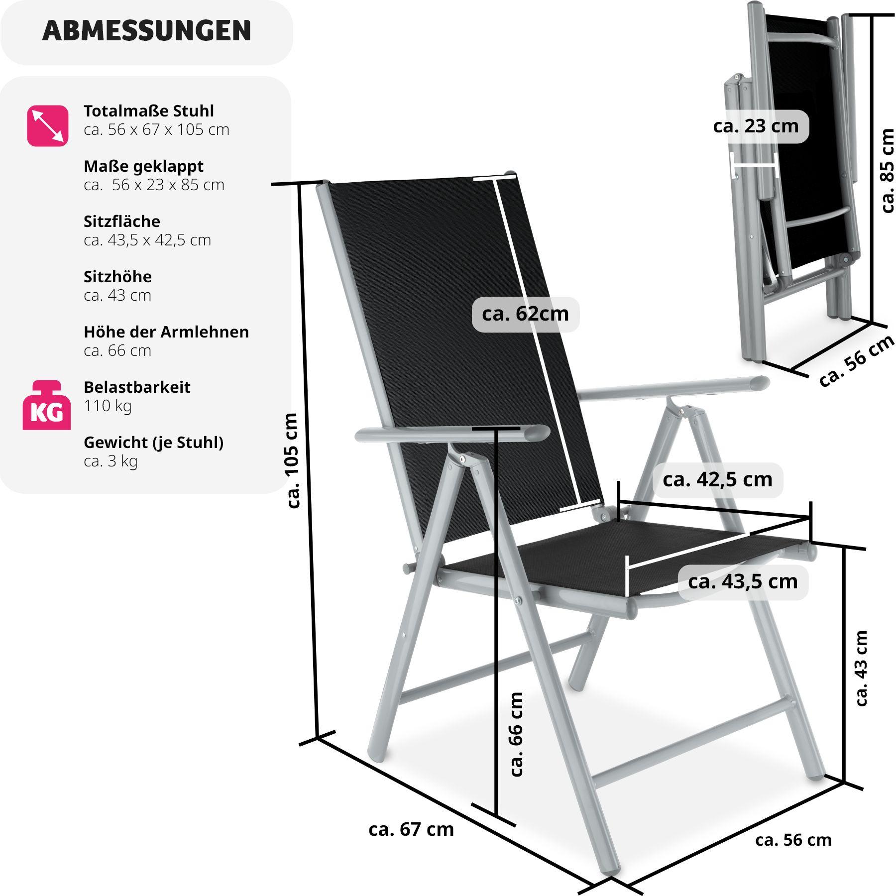 Tectake 4 Aluminium Gartenstühle