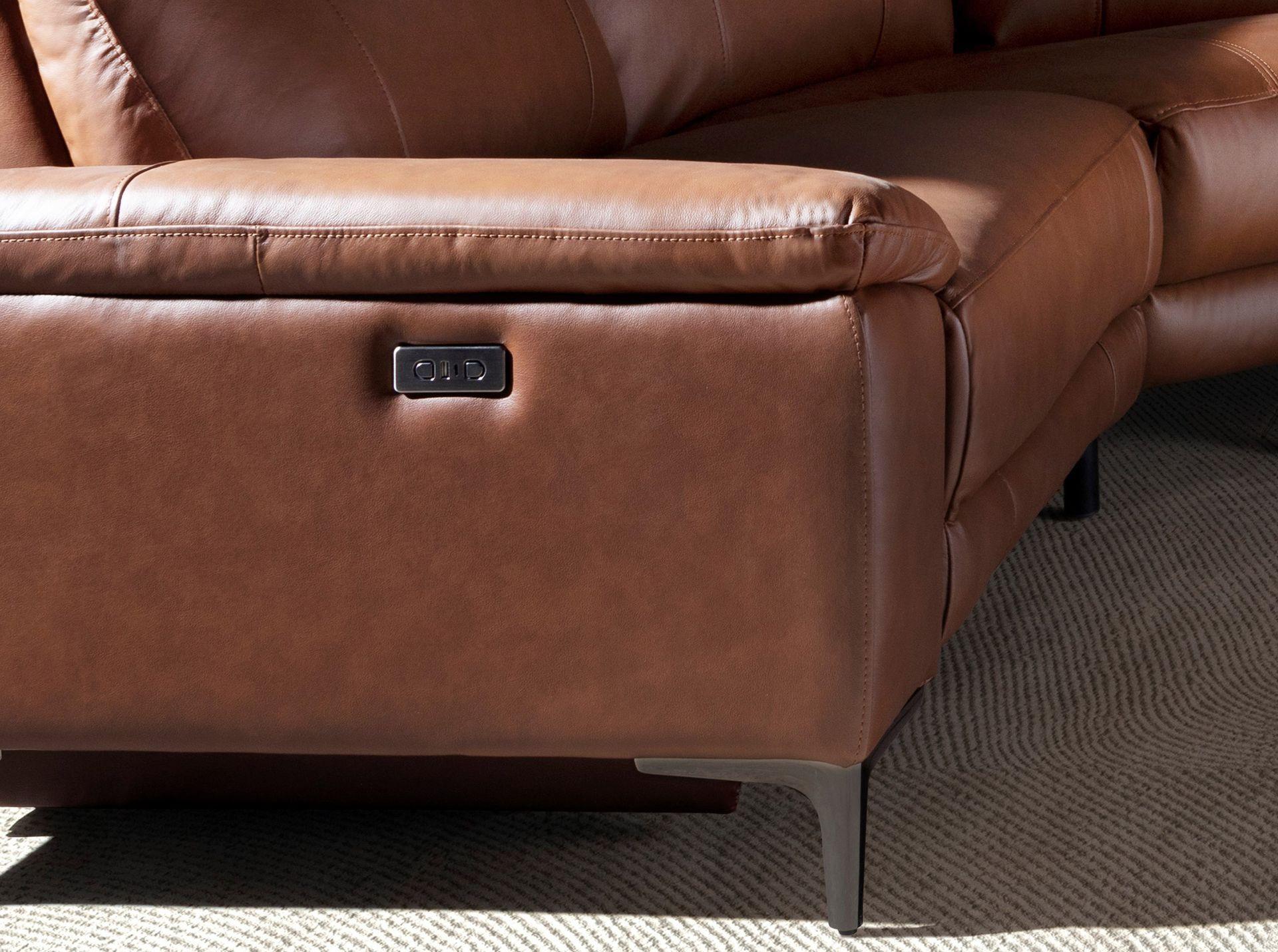 ANGEL CERDA Rechtes Chaiselongue-Relaxsofa in tabakbraunem Leder