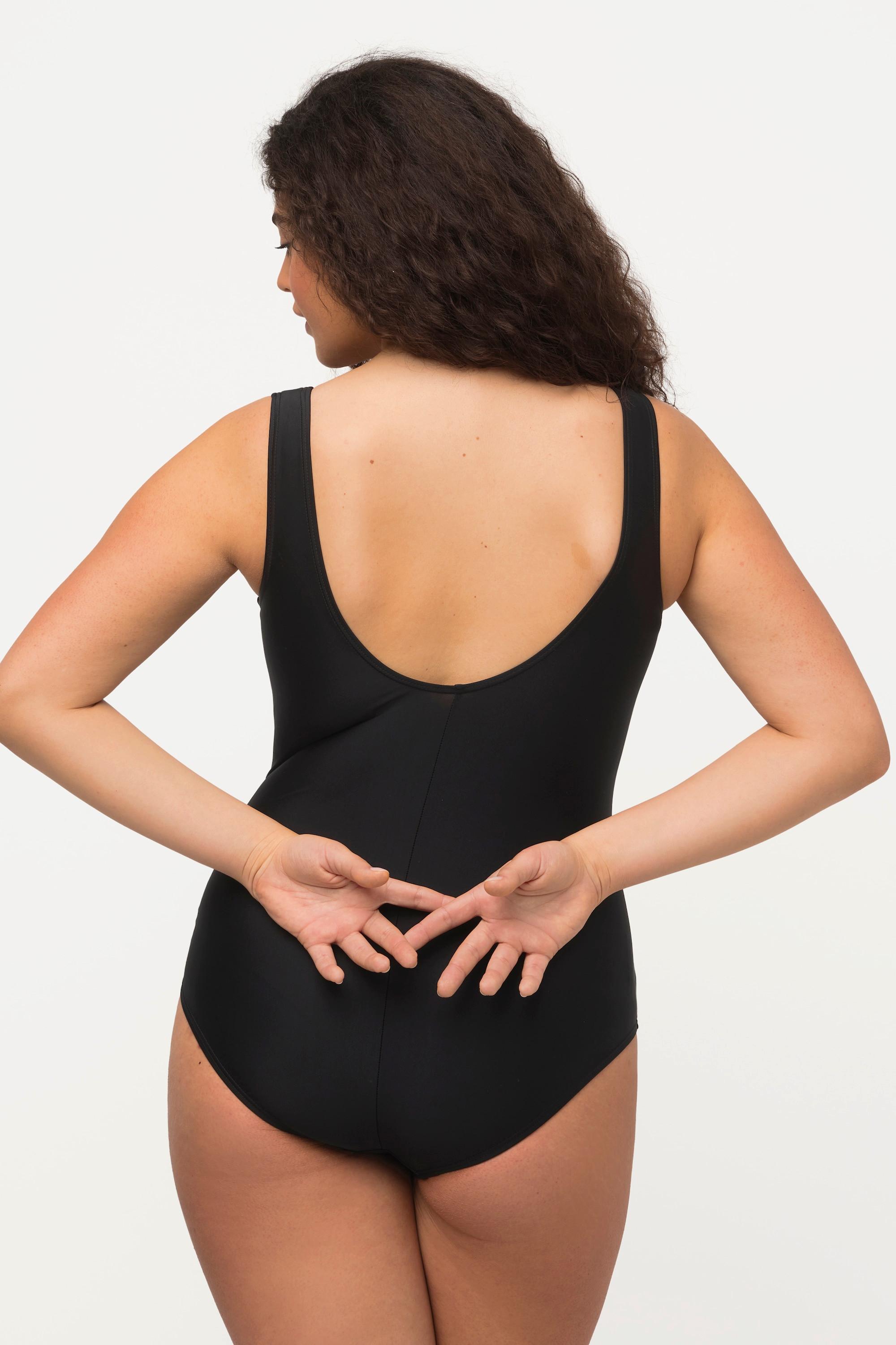 Ulla Popken Badeanzug, Pipings, ohne Softcups, Unterbrustband