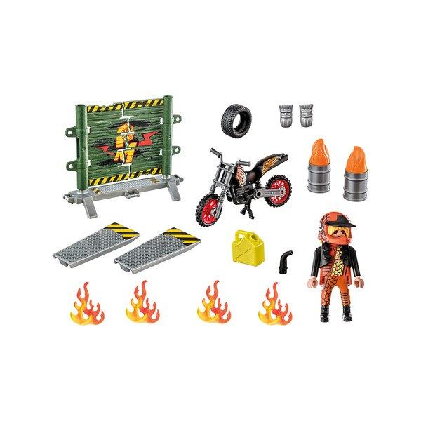 Playmobil 71256 Starter Pack Stuntshow Motorrad mit Feuerwand