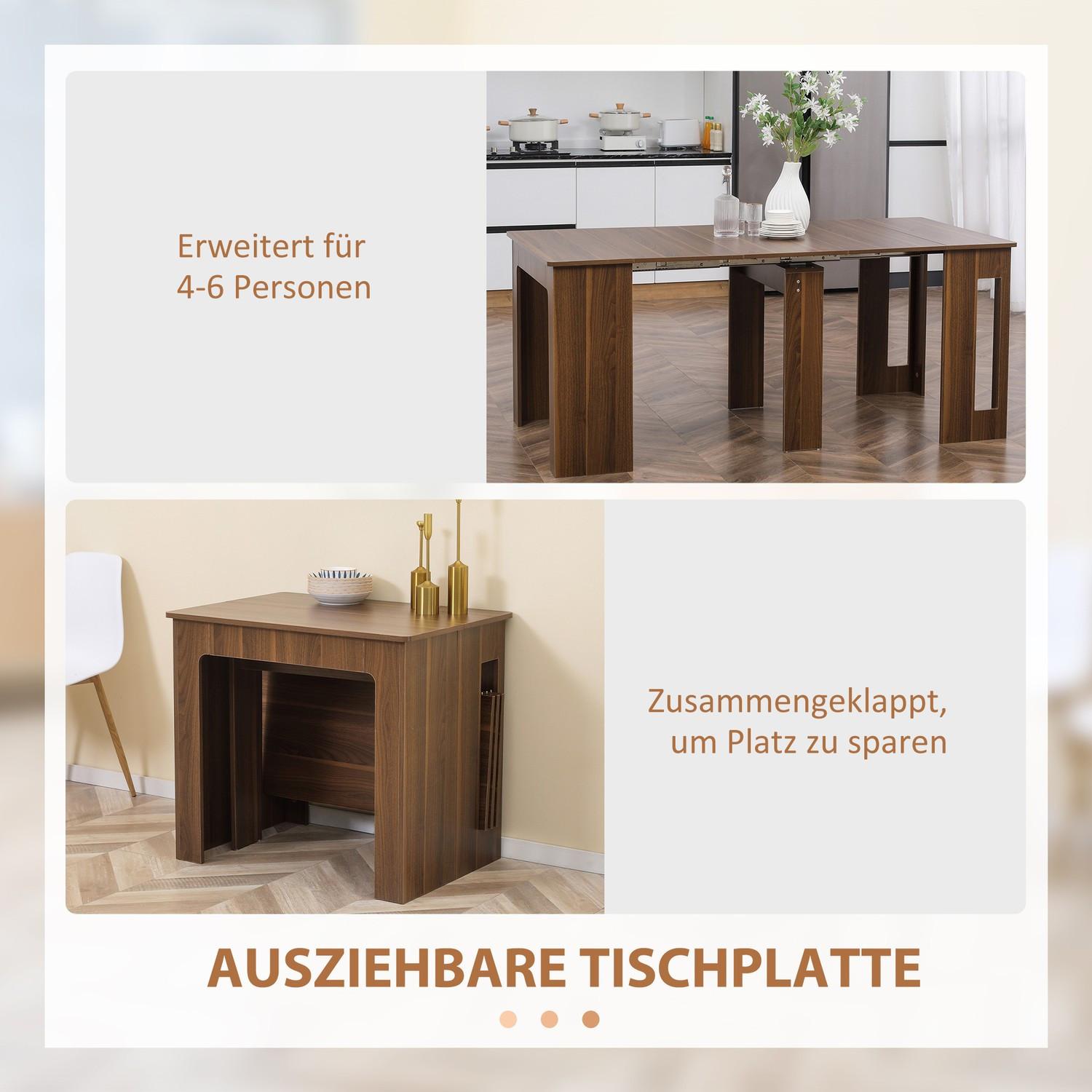 Northio Esstisch Klapptisch Ausziehbarer Küchentisch Esszimmertisch Für Wohnzimmer Esszimmer Modernes Design Braun 180 X 85 X 75Cm