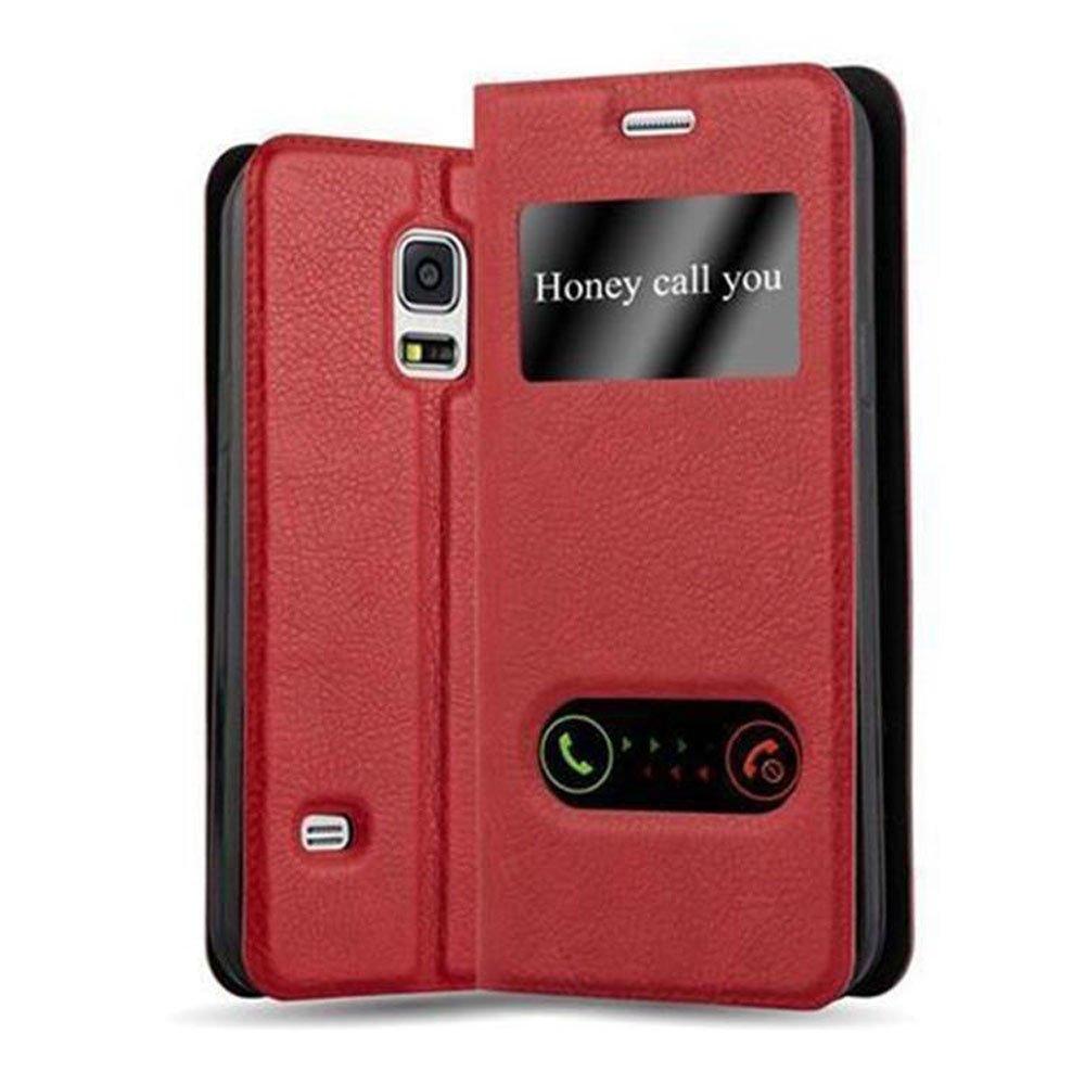 Cadorabo Hülle für Samsung Galaxy S5 / S5 NEO Magnetverschluss, 2 Sichtfenstern