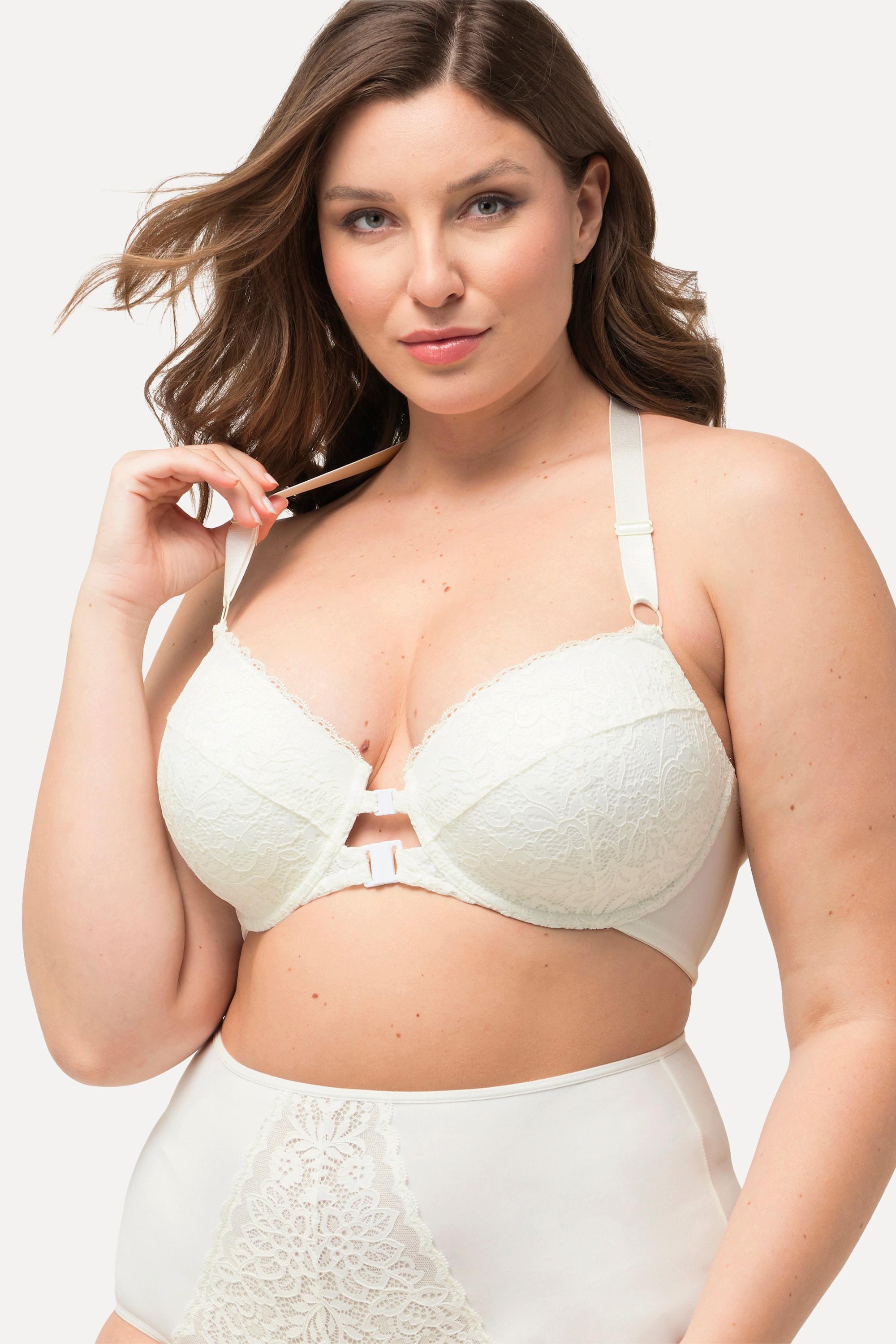 Ulla Popken Bügel-BH, Spitze, Softcups, Vorderverschluss, Cup B-E