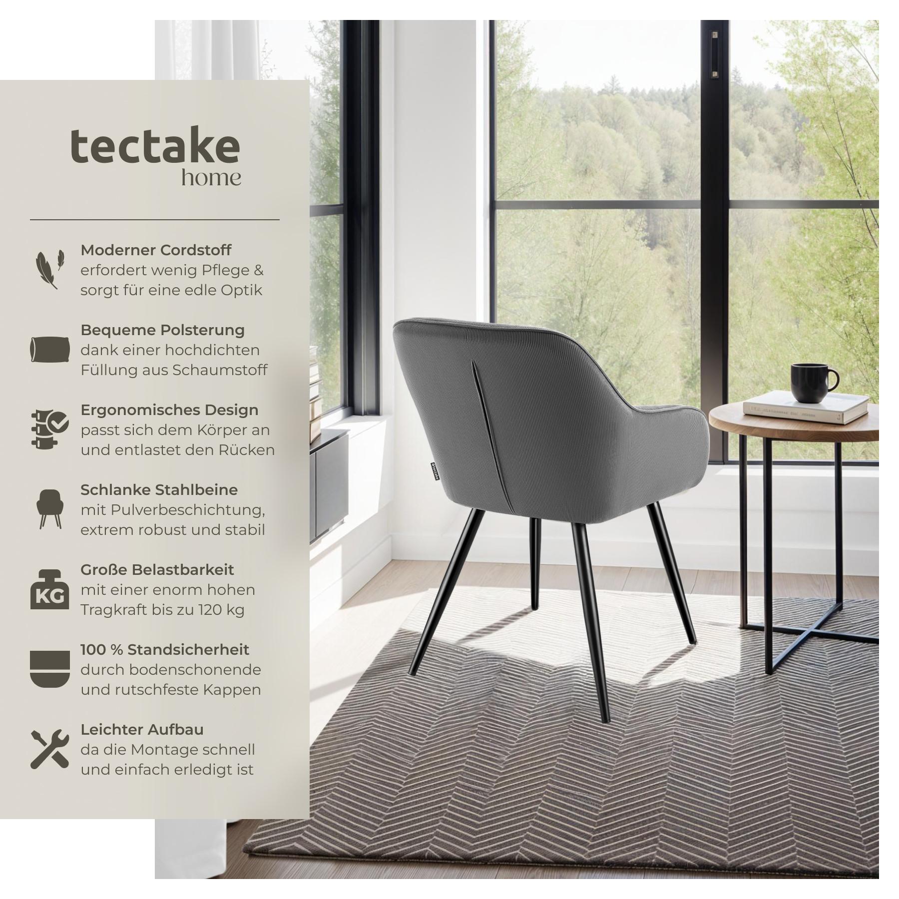 Tectake Stuhl Marilyn, Cordoptik, gepolstert