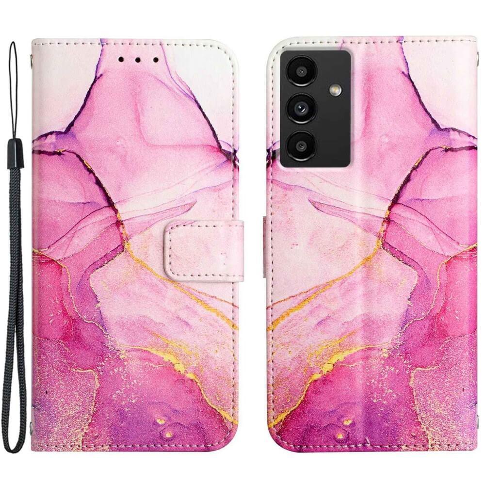 Cover-Discount Galaxy A14 - Leder Hülle Pink Marble