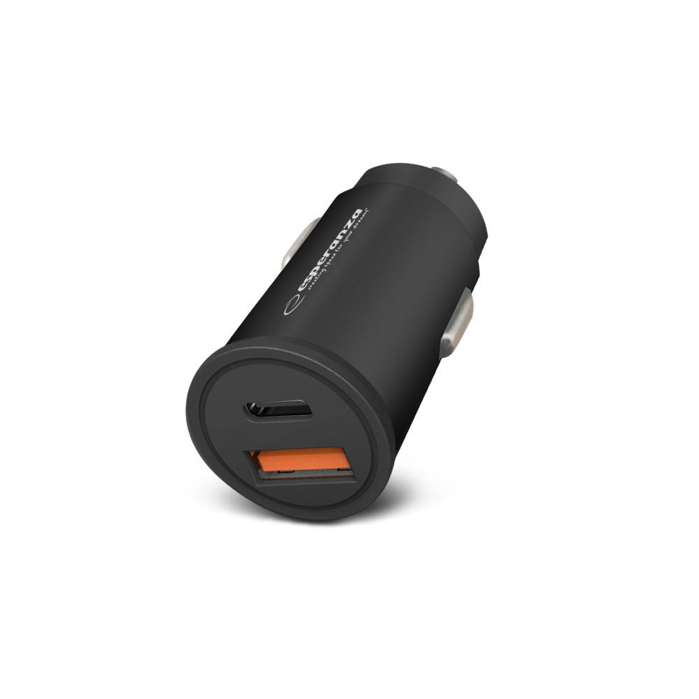 ESPERANZA Esperanza Auto-Schnellladegerät 20 W, USB-C Pd 20 W / USB-A Qc 3.0 18 W