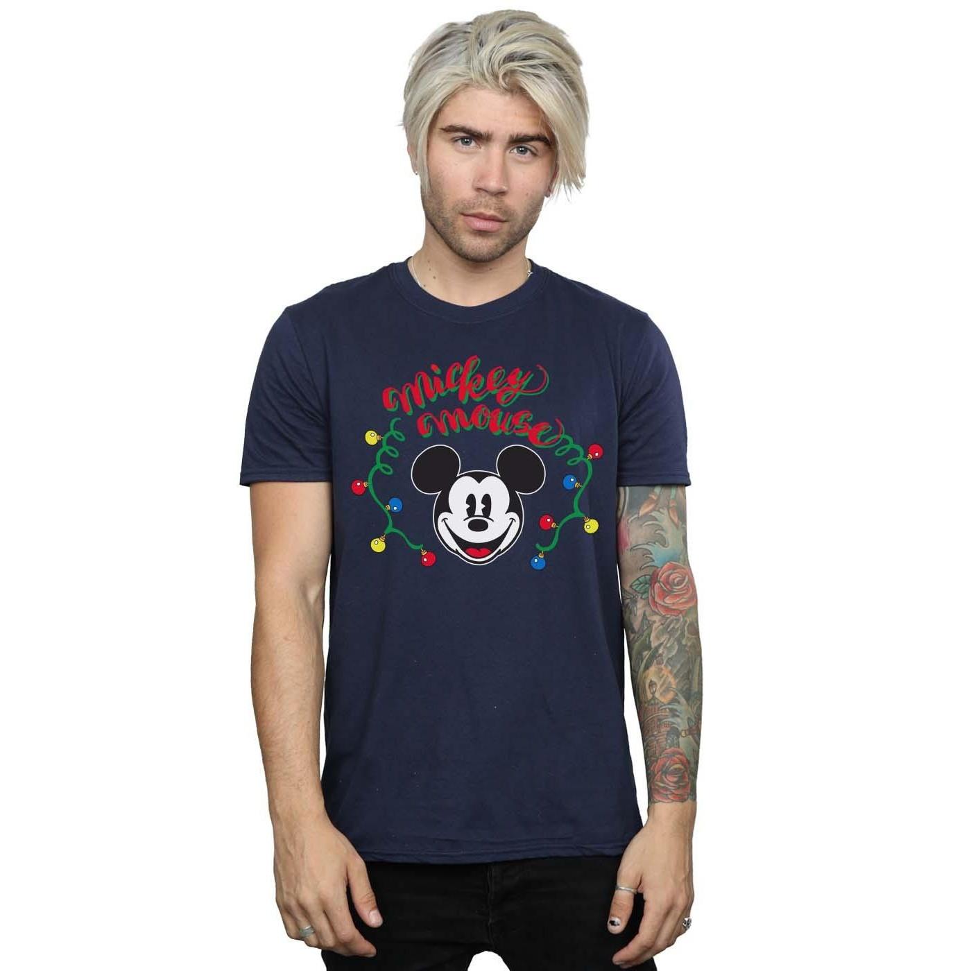 Disney Mickey Mouse Christmas Lights Print T-Shirt