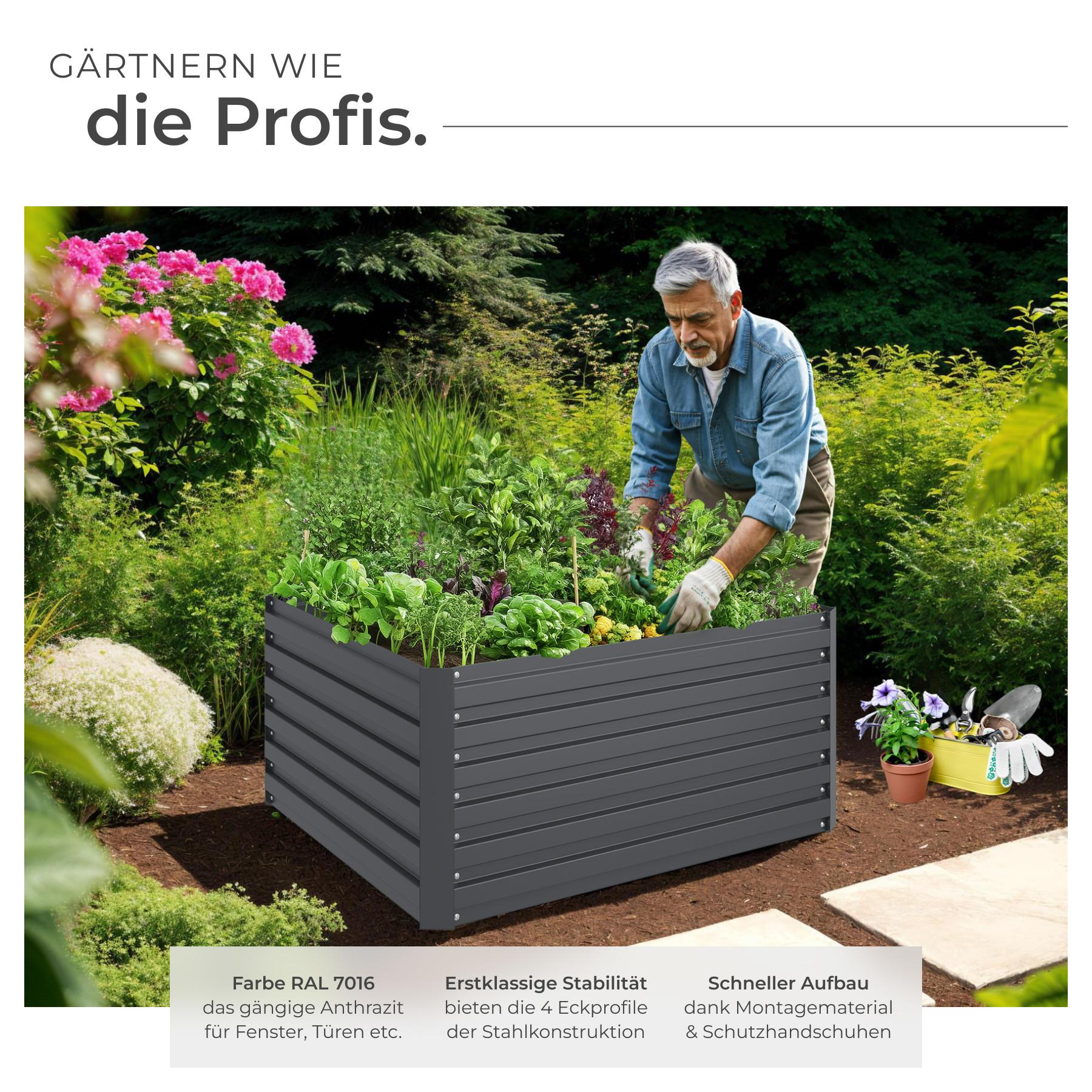 Tectake Hochbeet Blomma, 650l, verzinkt, 120x100x56cm