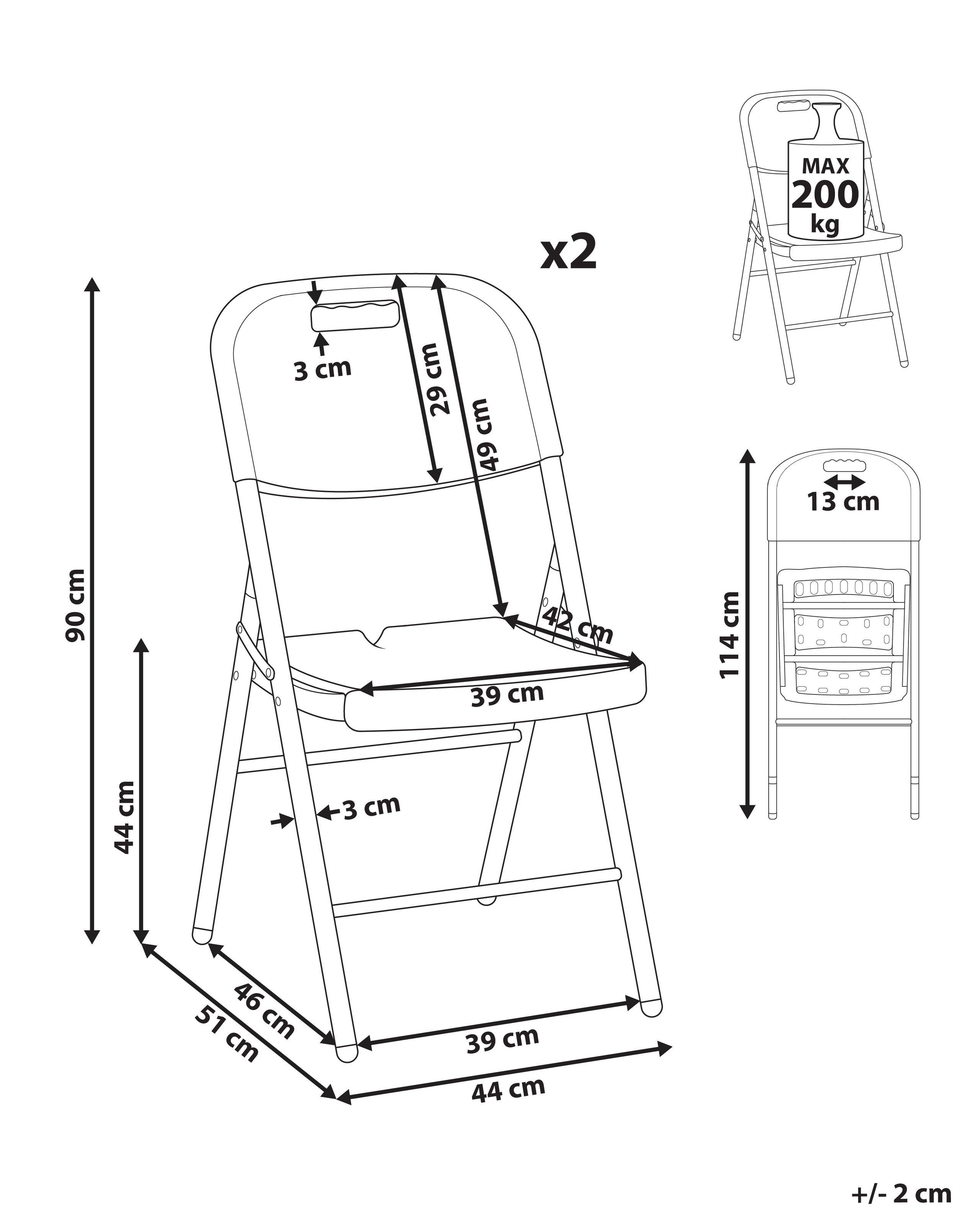 Beliani Gartenstuhl 2er Set aus Kunststoff Modern CUGNOLI