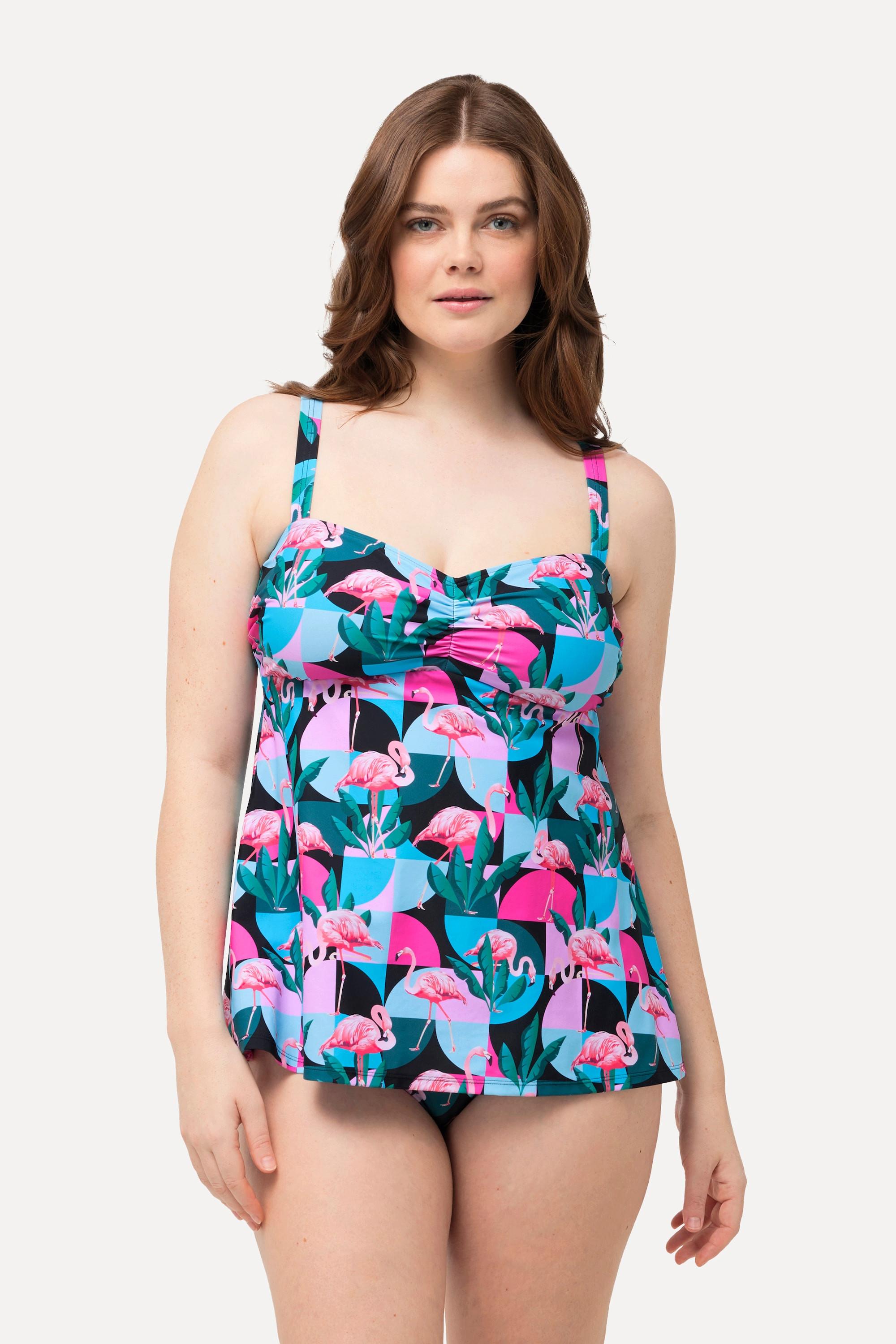 Ulla Popken Tankini, Flamingos, Softcups, Träger verstellbar