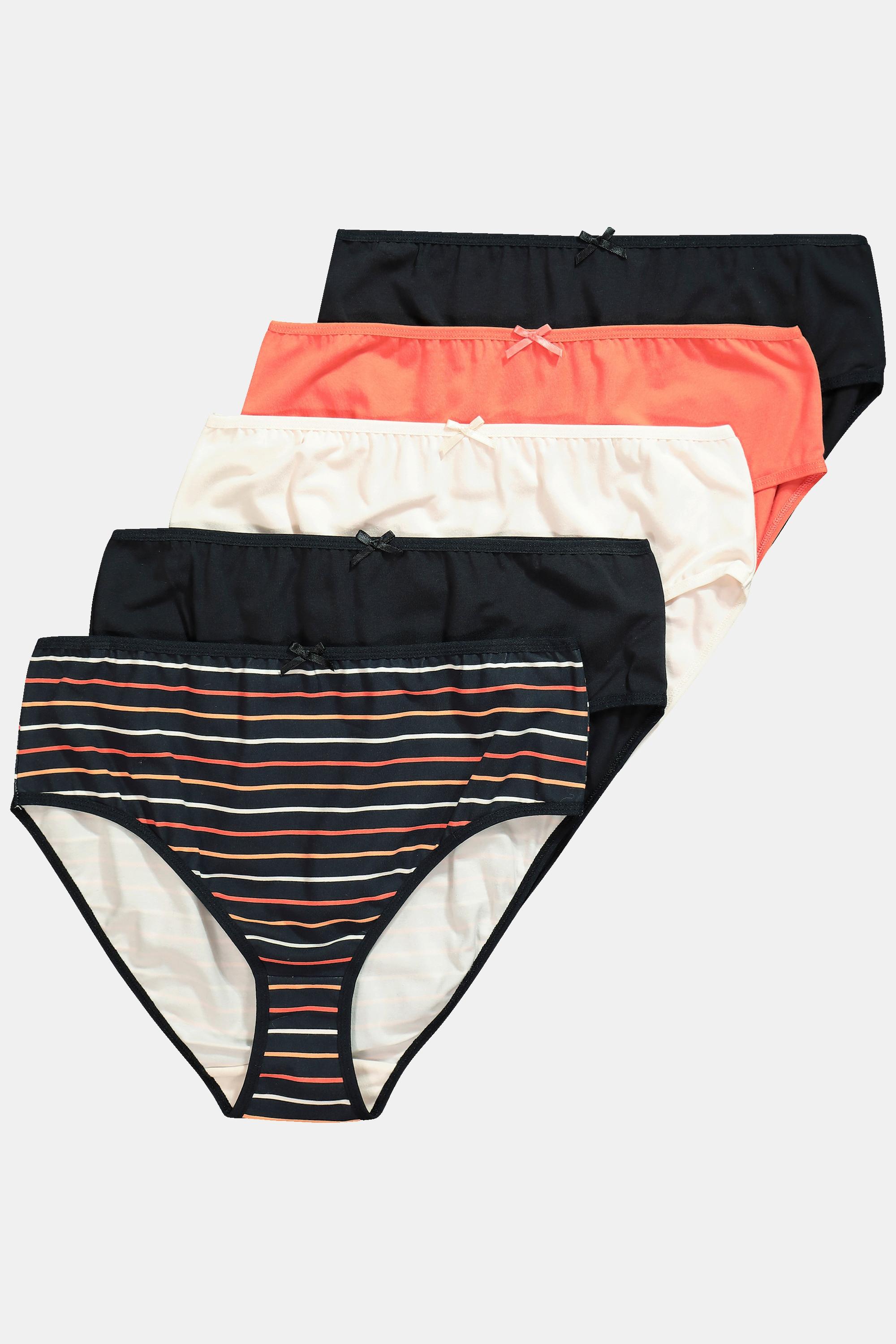 Ulla Popken Midislips, 5er-Pack, Ringel/uni