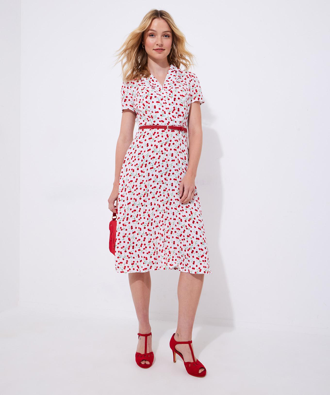 Joe Browns PETITE Midikleid mit Krawatte und Kirschenmuster