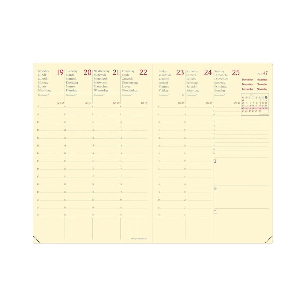 QUO-VADIS Quo Vadis - Terminkalender - 2025 - Geschäft Prestige - Die Woche Planning - Mehrsprachig - Silk - Blau - Dez/Dez - 10x15 cm - Clair efontaine-Papier Elfenbein - Hergestellt in Frankreich