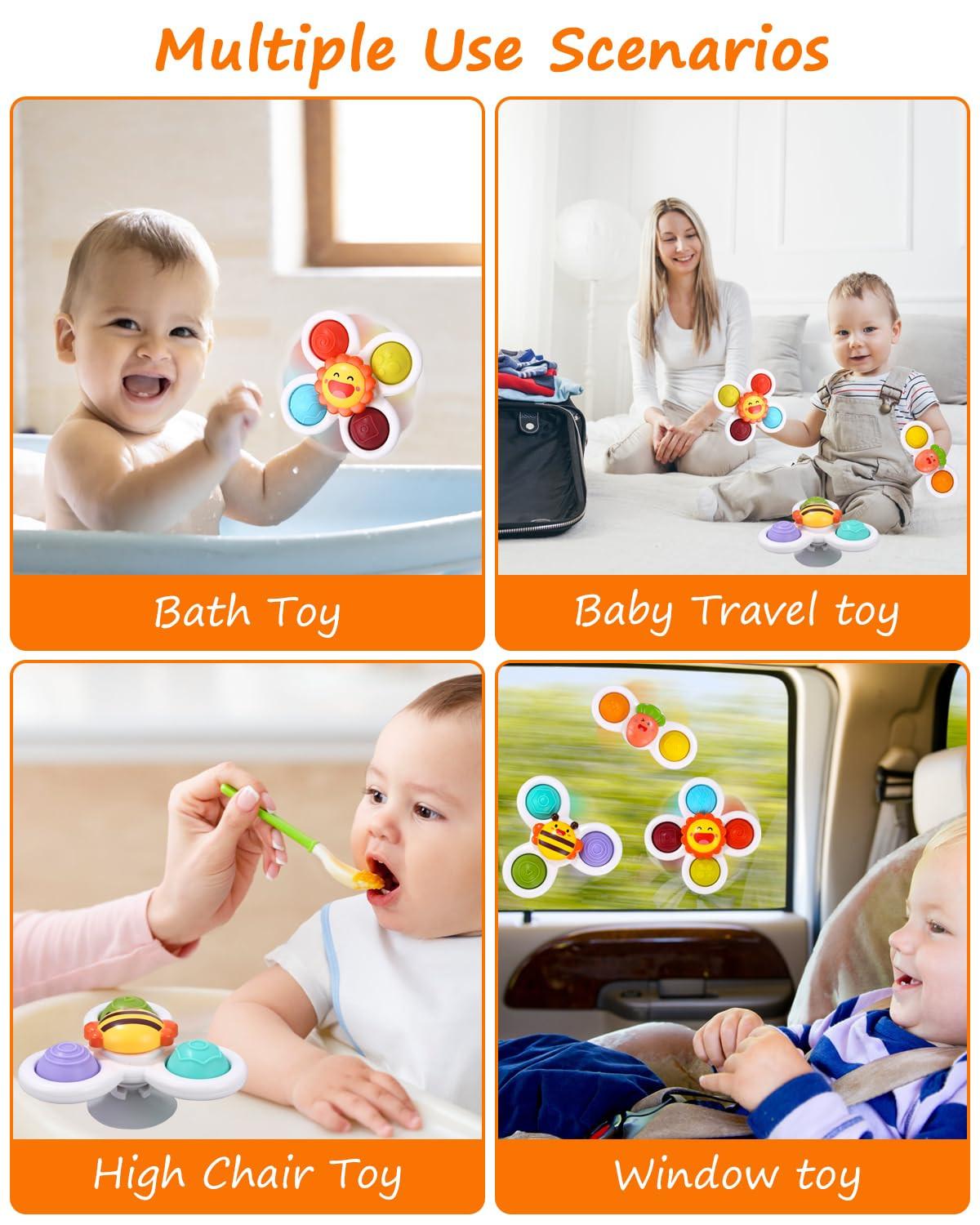 Activity-board 3 Stück Saugnapf Spielzeug, Cartoon Wasser Spielzeug Saugnapf Spielzeug Baby sensorisches Spielzeug für Saugnapf Baby Spielzeug