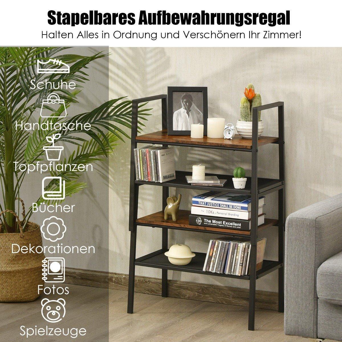 Northix 2-Stöckiges Stapelbares Schuhregal aus Holz- & Metall 54 x 32 x 52 cm Braun + Schwarz