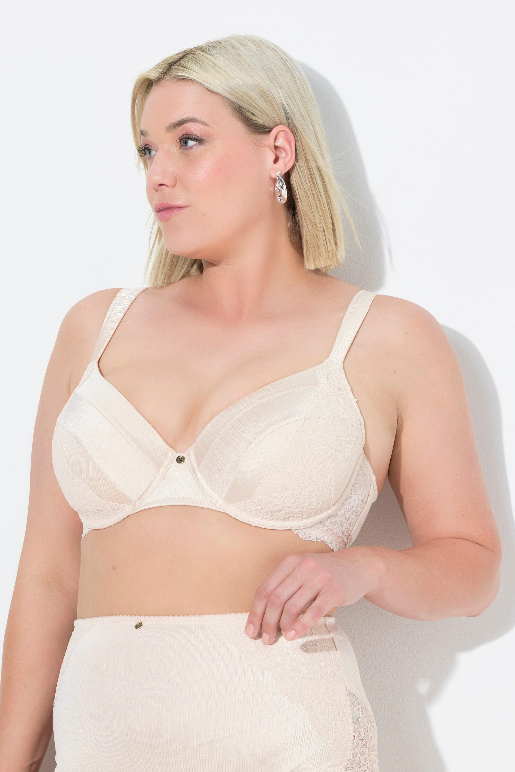 Ulla Popken Bügel-BH, Softschalen, Satin, Spitze, Cup B - F