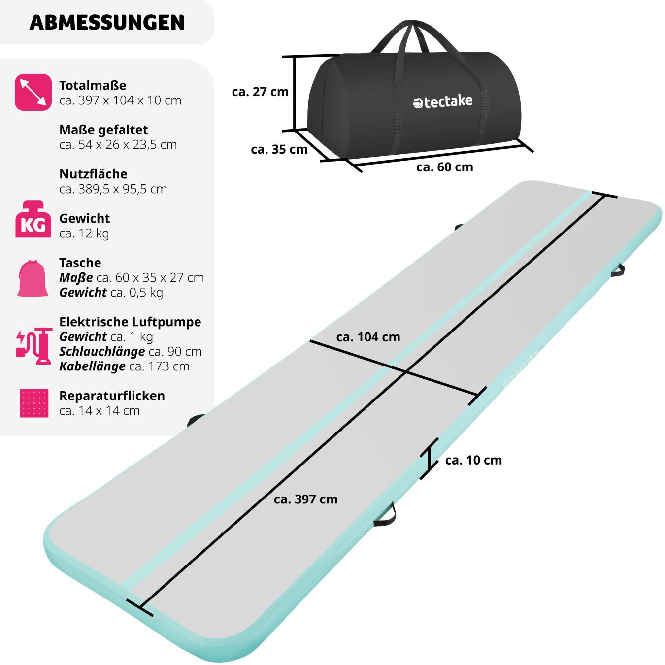 Tectake Aufblasbare Trainingsmatte AirFlexy mit elektr. Luftpumpe