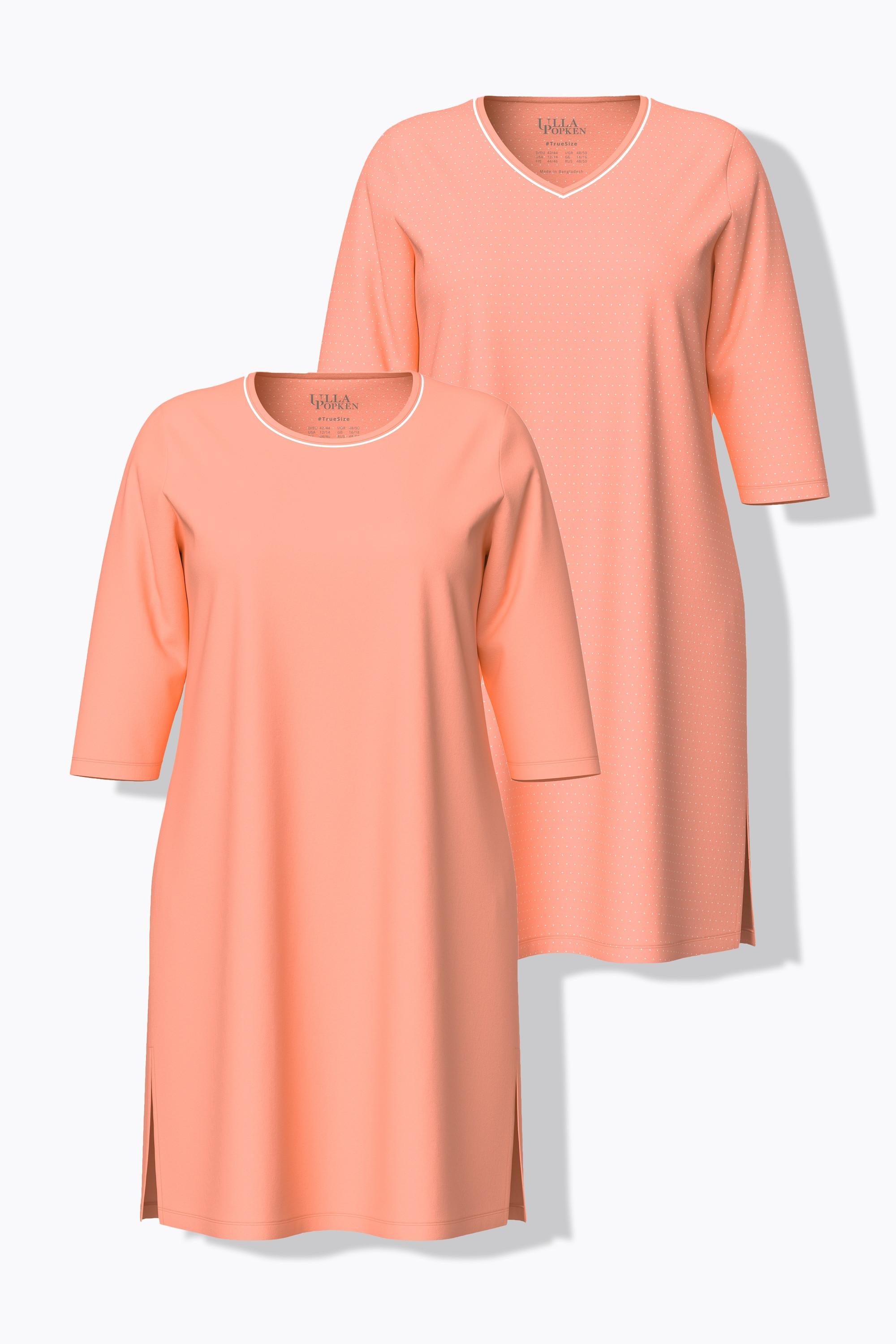 Ulla Popken Bigshirts, 2er-Pack, Rundhals/ V-Ausschnitt, 3/4-Arm