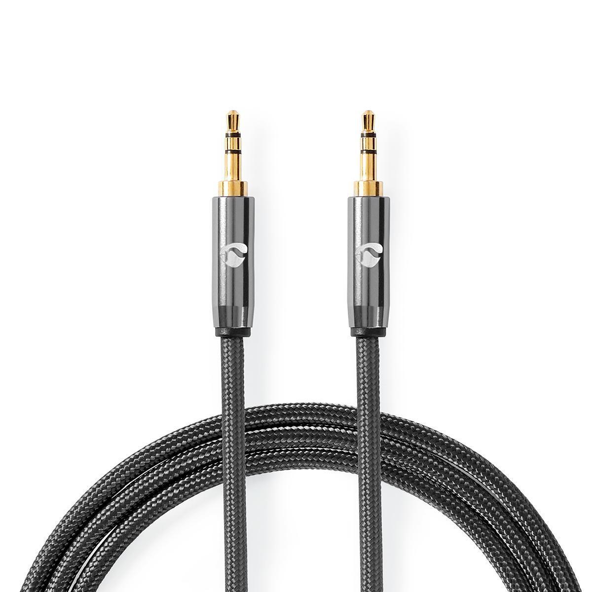 Nedis Stereo-Audiokabel | 3,5 mm Stecker | 3,5 mm Stecker | Vergoldet | 1,00 m | Rund | Anthrazit / Grau mit Metall | Karton mit Sichtfenster