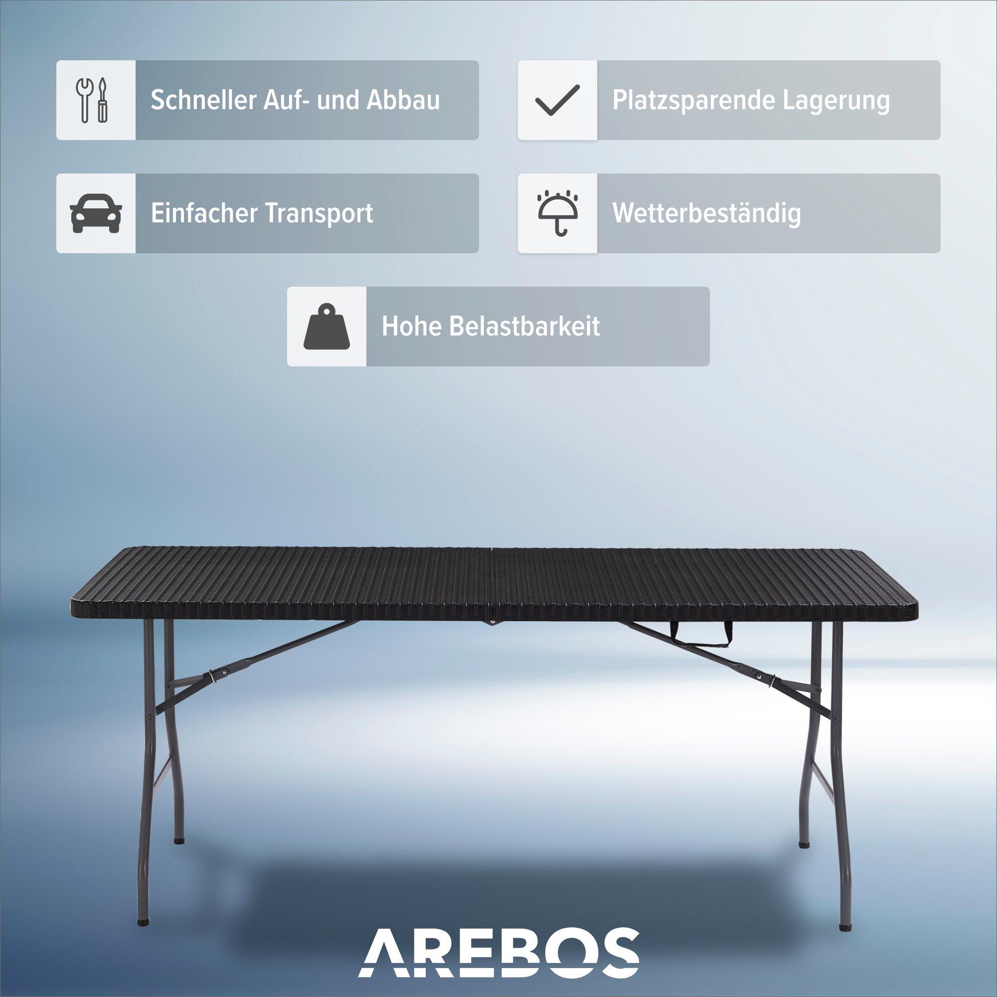 Arebos Klapptisch Buffettisch Rattan Optik Gartentisch Campingtisch Klappbar