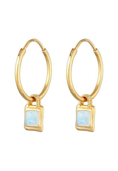 Elli Ohrringe Creolen Mondstein Edelstein Vintage