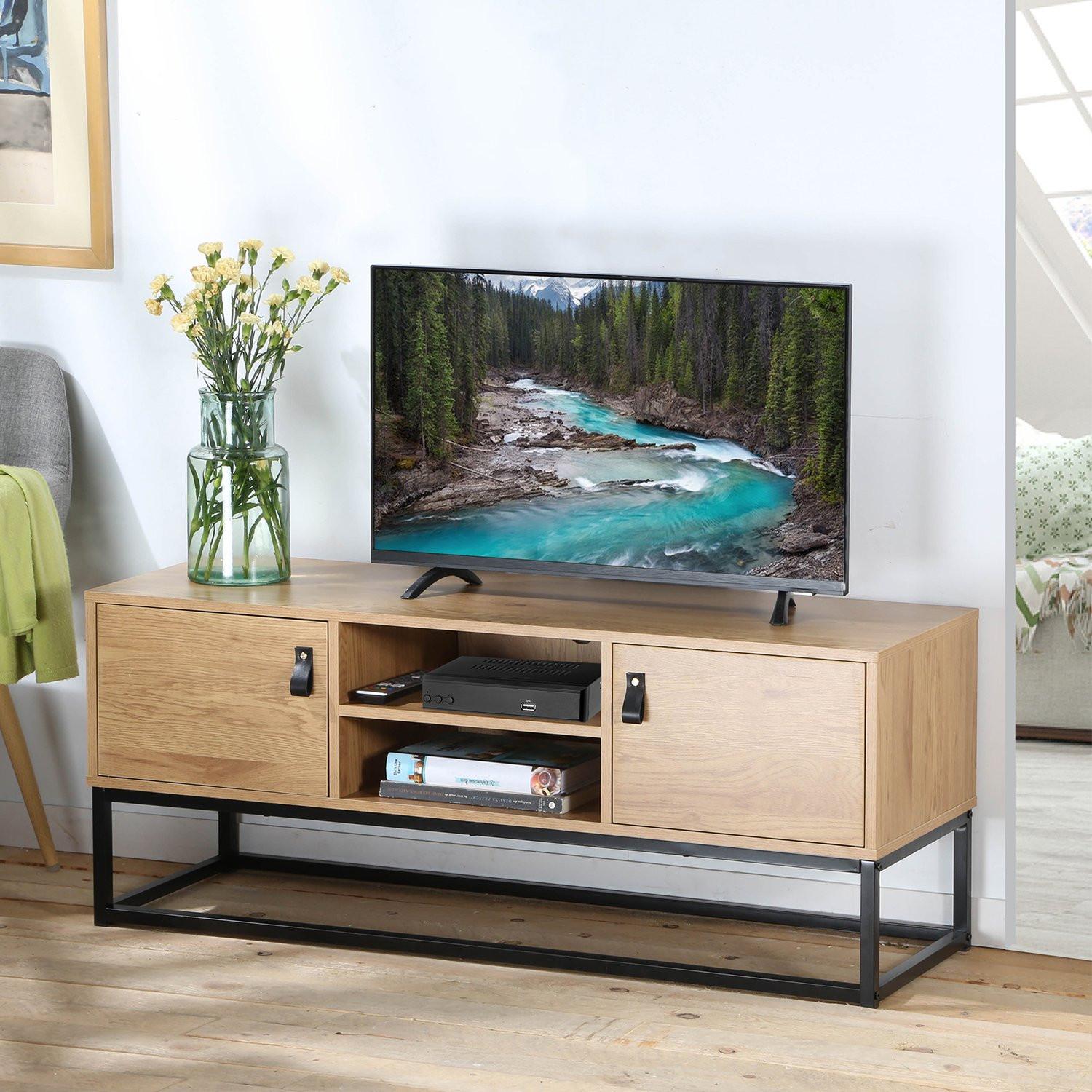 Calicosy TV-Möbel Eiche Dekor 2 Türen und zentrale Ablage - L120 cm