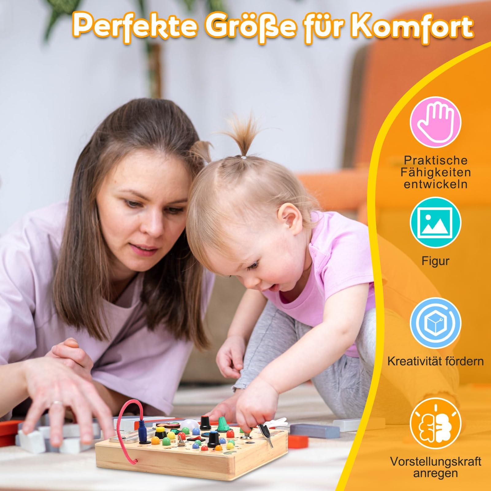 Activity-board Busy Board Motorikspielzeug mit 19 LEDs, Holzspielzeug, Sinnesspielzeug, Lernspielzeug für Kleinkinder