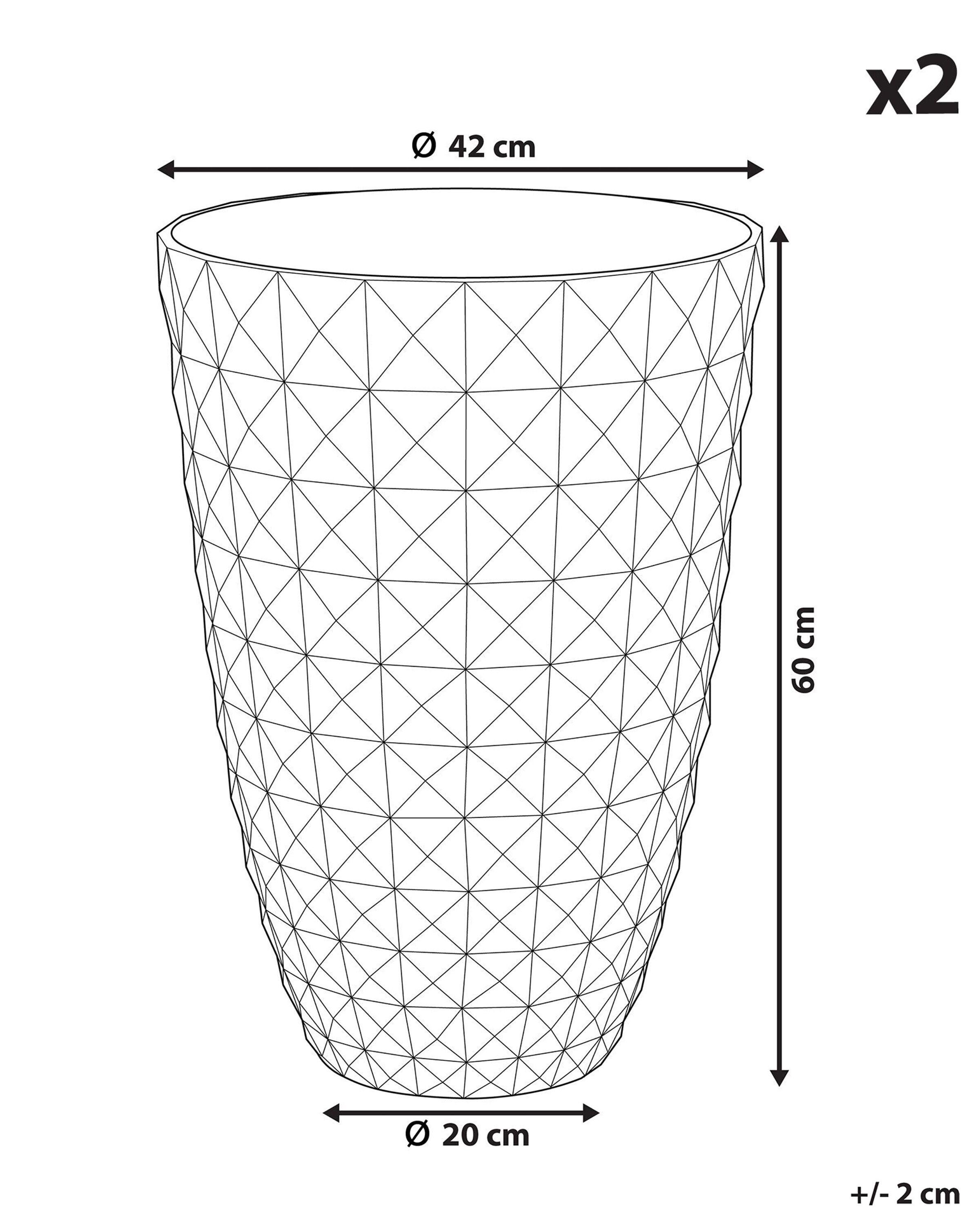 Beliani Set mit 2 Blumentöpfen aus Lehm-Faser-Mischung Glamourös FERIZA