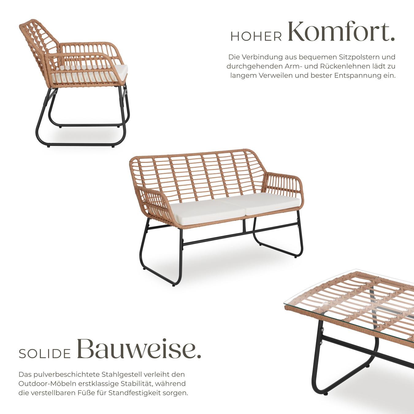 Tectake Rattan Sitzgruppe Molfetta XL für 4 Personen