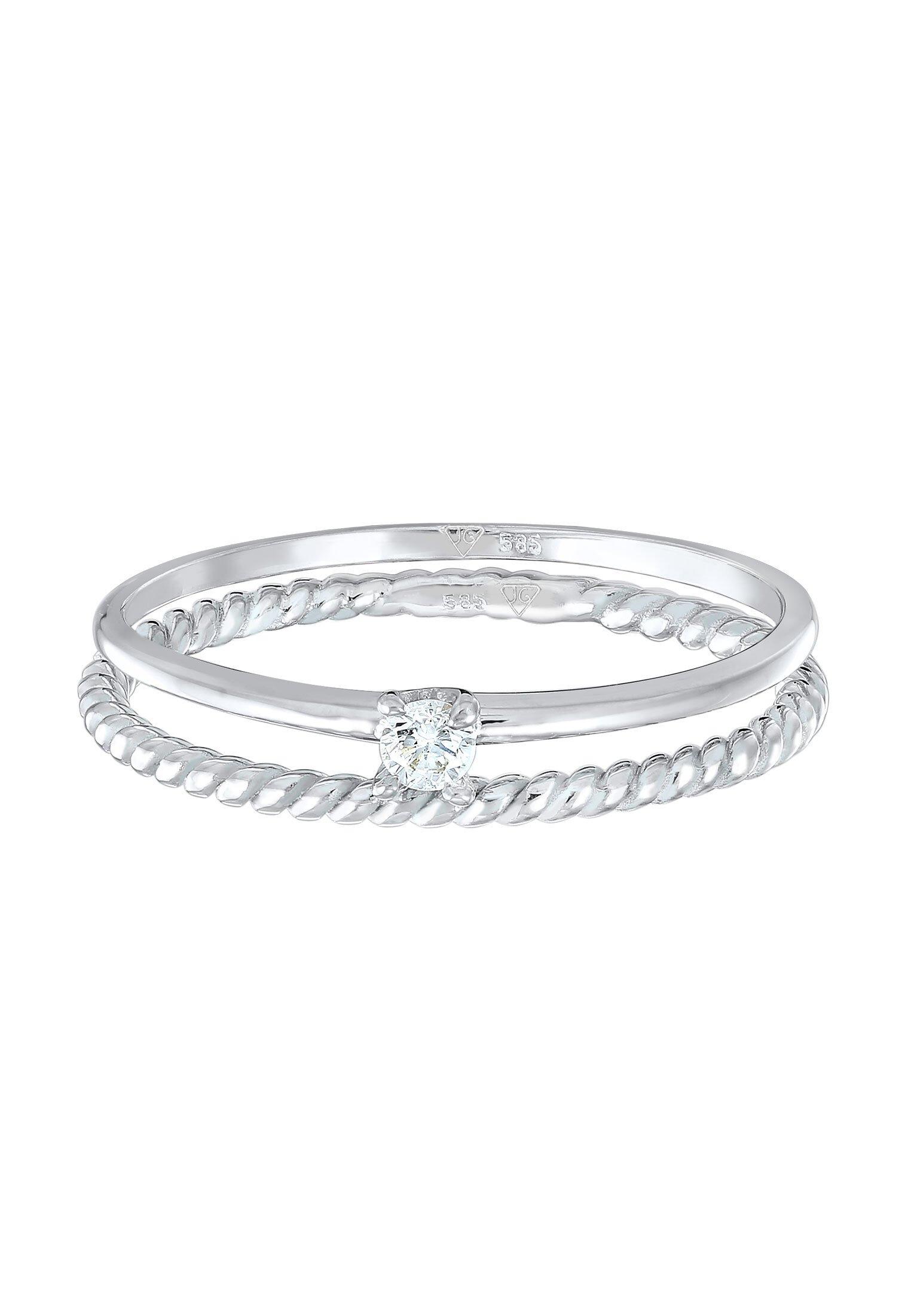 Elli Ring Diamant (0.06 Ct) Solitär Bandring 585 Weißgold