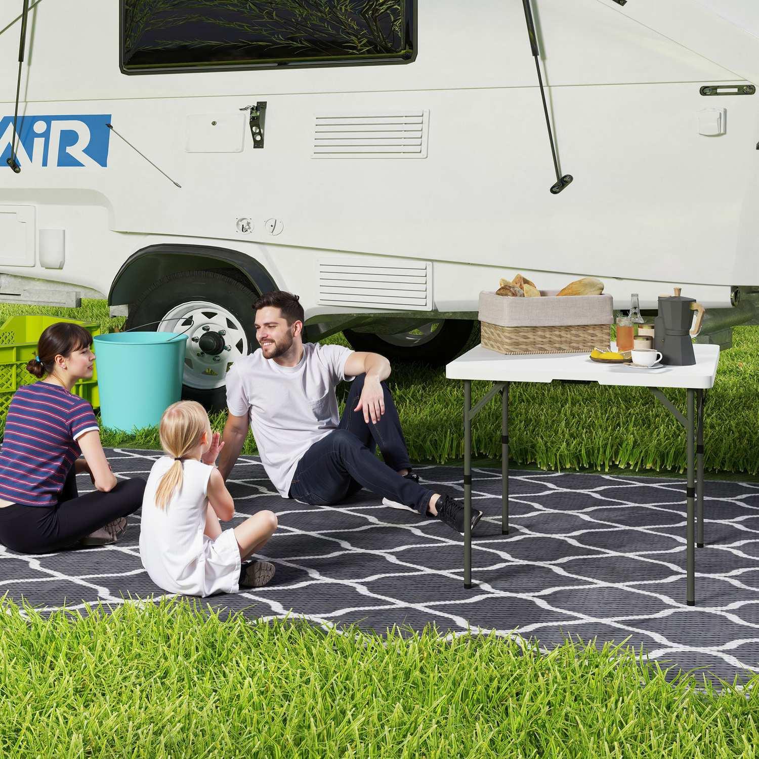 Northio Picknicktisch, Klappbarer Campingtisch, Höhenverstellbar Klapptisch, für Gartenpartys, Camping, Grillen, Kunststoff, Metall, Weiß Aosom